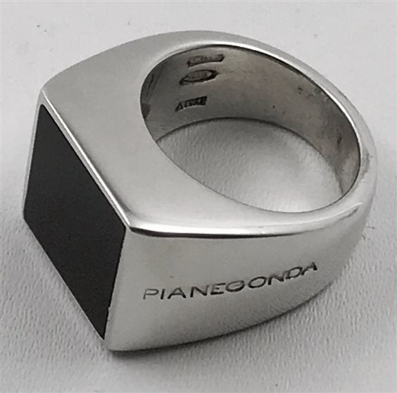 Pianegonda Unisex Silver Ring with Black Onyx - AA010507