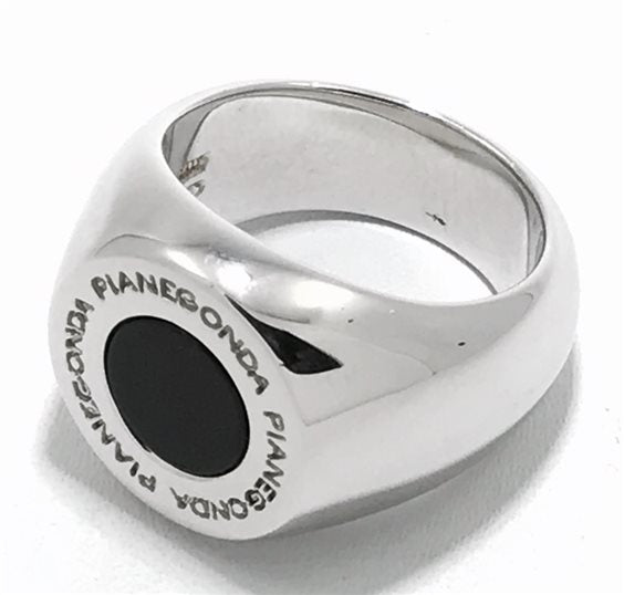 Pianegonda Unisex-Silberring mit schwarzem Onyx – AA010563