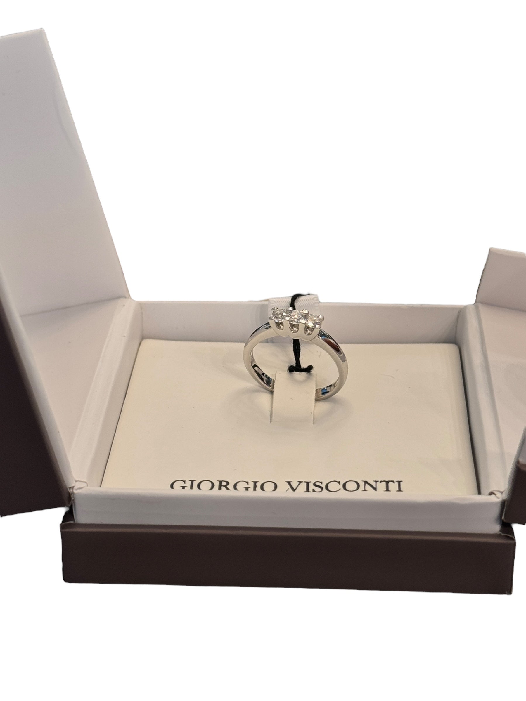 Trilogie-Ring aus Weißgold und Diamant, 0,33 ct – AB12348B