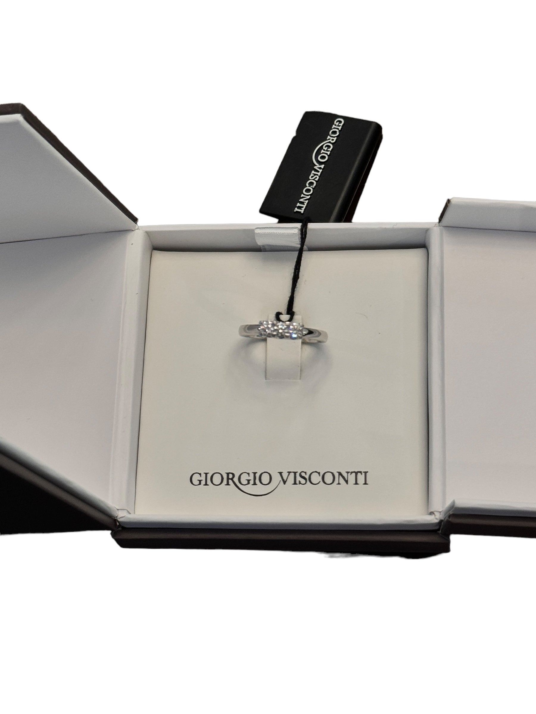 Trilogie-Ring aus Weißgold und Diamant, 0,33 ct – AB12348B