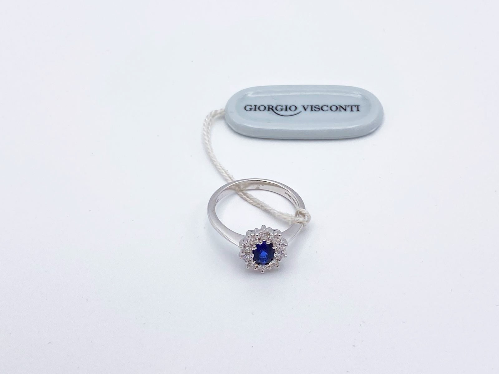 Anello Giorgio Visconti in oro bianco 18kt, diamanti e zaffiro, 0.70ct di zaffiro - AB13092AZ-070