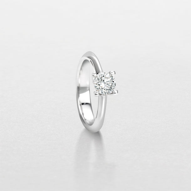 ANELLO SOLITARIO IN ORO BIANCO E DIAMANTI 0,21ct - AB15382A