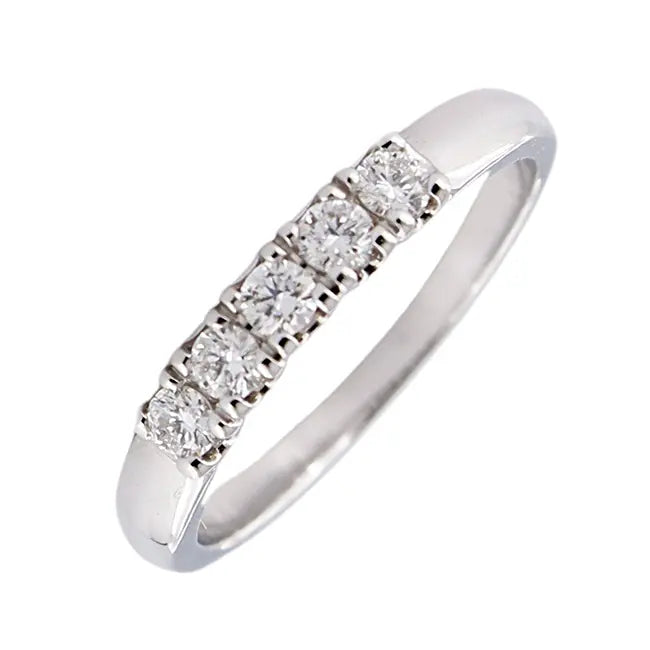 ANELLO VERETTA A 5 DIAMANTI GIORGIO VISCONTI IN ORO BIANCO, 0.80ct - AB16005G