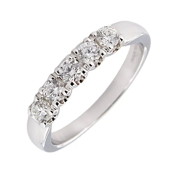 ANELLO VERETTA A 5 DIAMANTI GIORGIO VISCONTI IN ORO BIANCO, 0.80ct - AB16005G