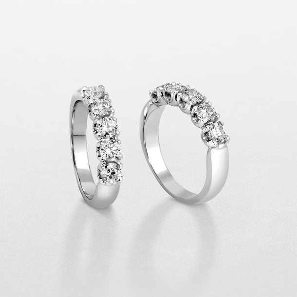 ANELLO VERETTA A 5 DIAMANTI GIORGIO VISCONTI IN ORO BIANCO, 0.80ct - AB16005G