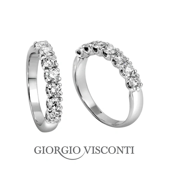 Anello veretta Giorgio Visconti in oro bianco 18kt e 7 diamanti, 0.65ct - AB16007E