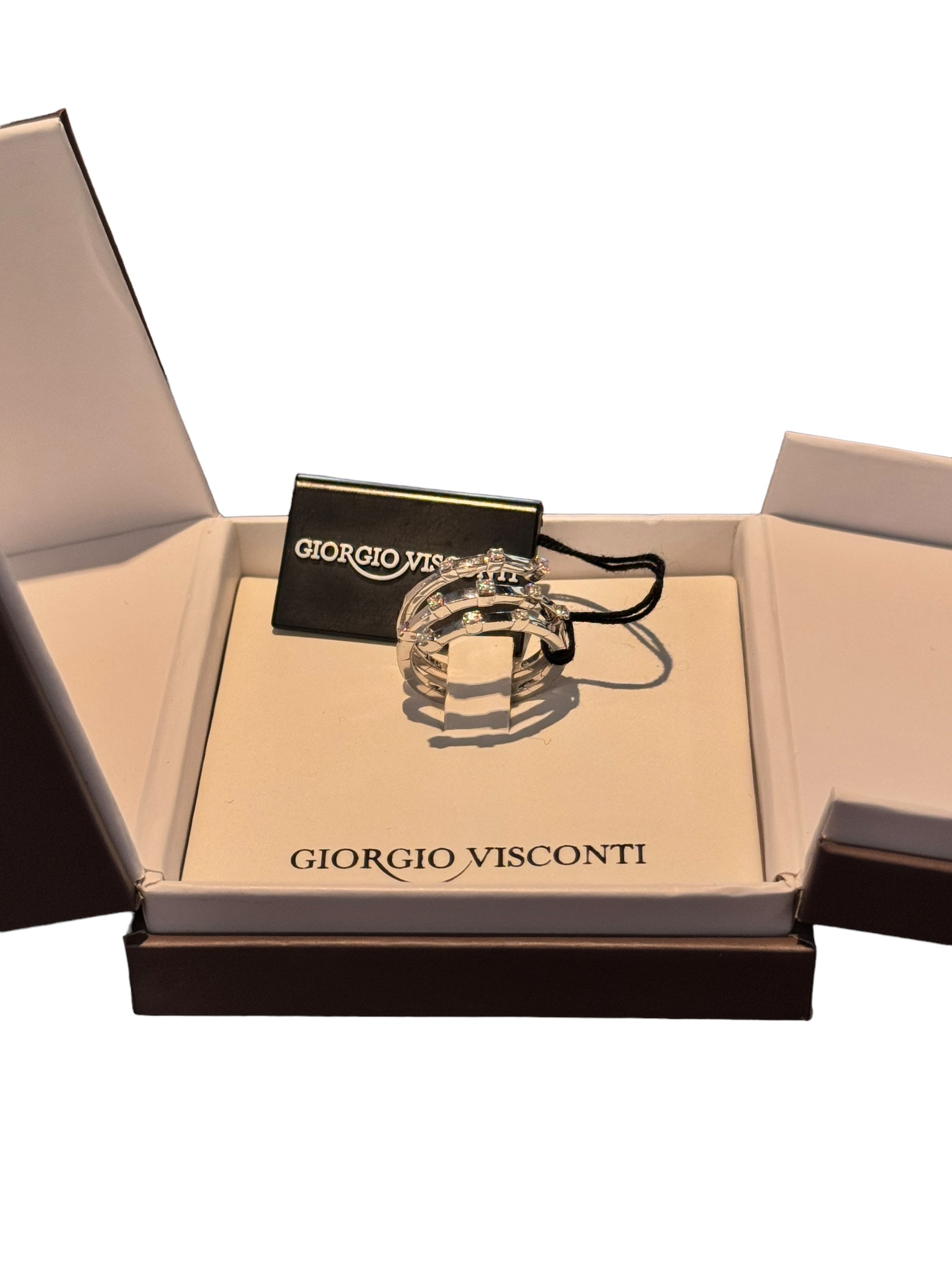 Anello in oro bianco con diamanti a tre fasce, 0,14ct - AB16244