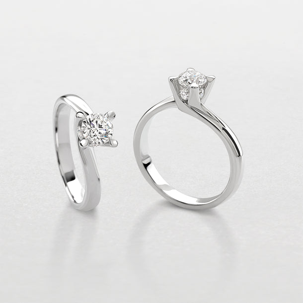 Anello solitario Giorgio Visconti in oro bianco con diamante centrale, 0,41ct - AB16295E