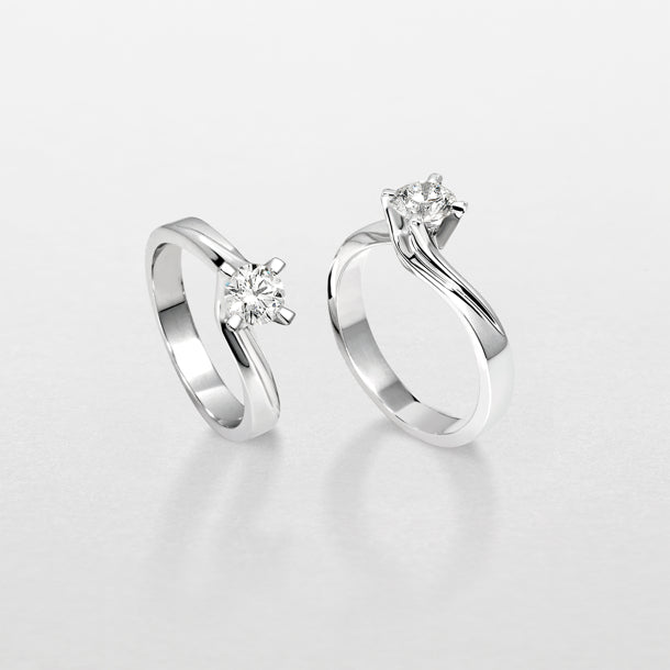 Anello solitario Giorgio Visconti in oro bianco con diamante centrale, 0.57ct - AB8380K