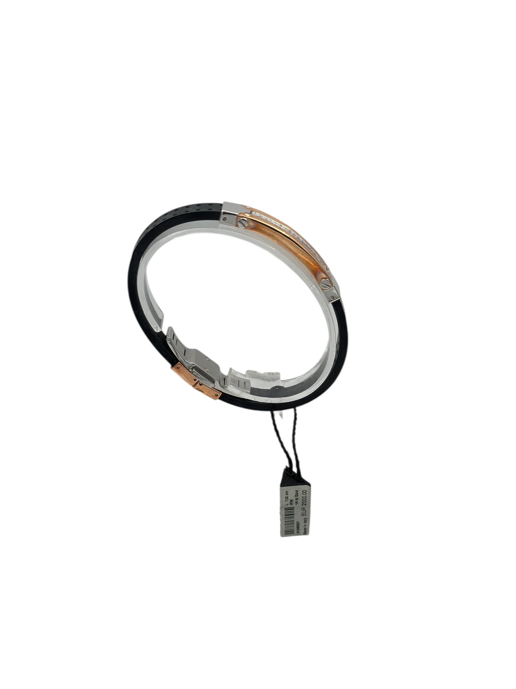 Bracciale Barakà in caucciu', oro giallo e oro bianco 18kt, e diamanti - BR21324