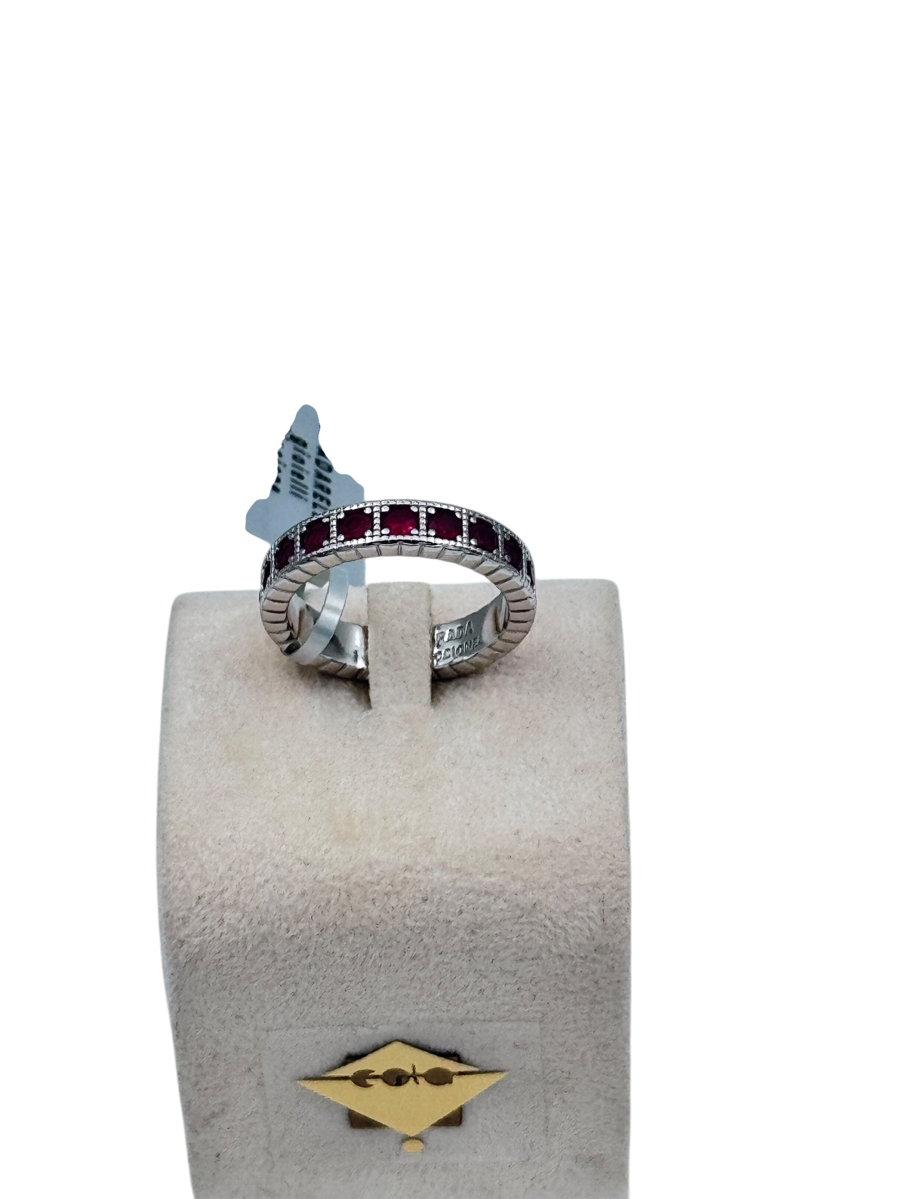 Anello Spadarella in argento, uomo, FEDE CON ZIRCONI ROSSI - AN729-rosso