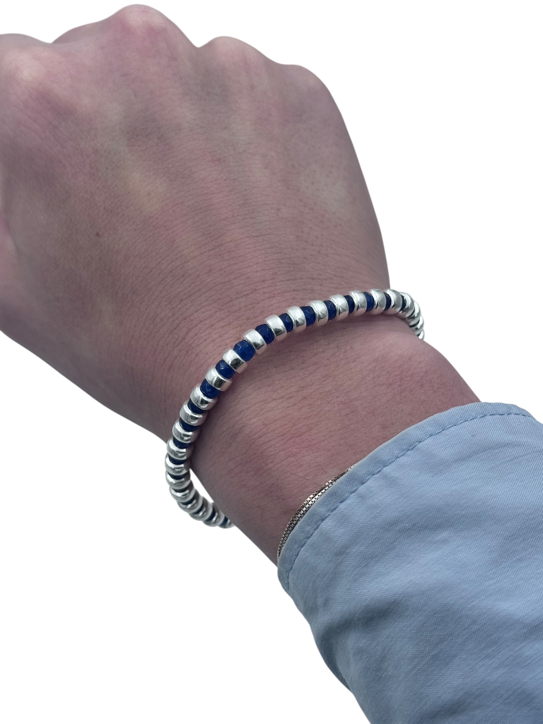 Bracciale Spadarella in argento con pietre naturali blu - SPBR508-blu