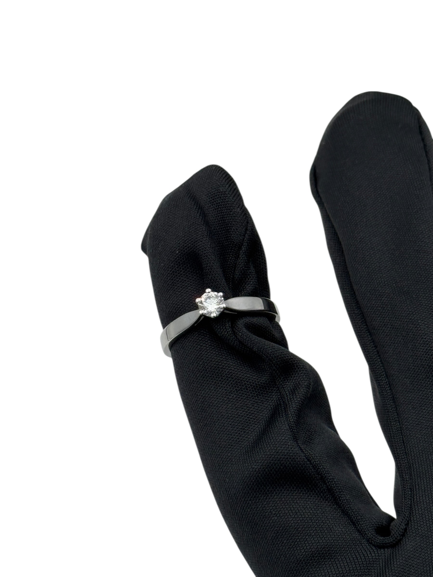 ANELLO SOLITARIO GIORGIO VISCONTI ORO BIANCO 18KT E DIAMANTI, MONTATURA 6 GRIFFE, 0.25CT - AB17101D
