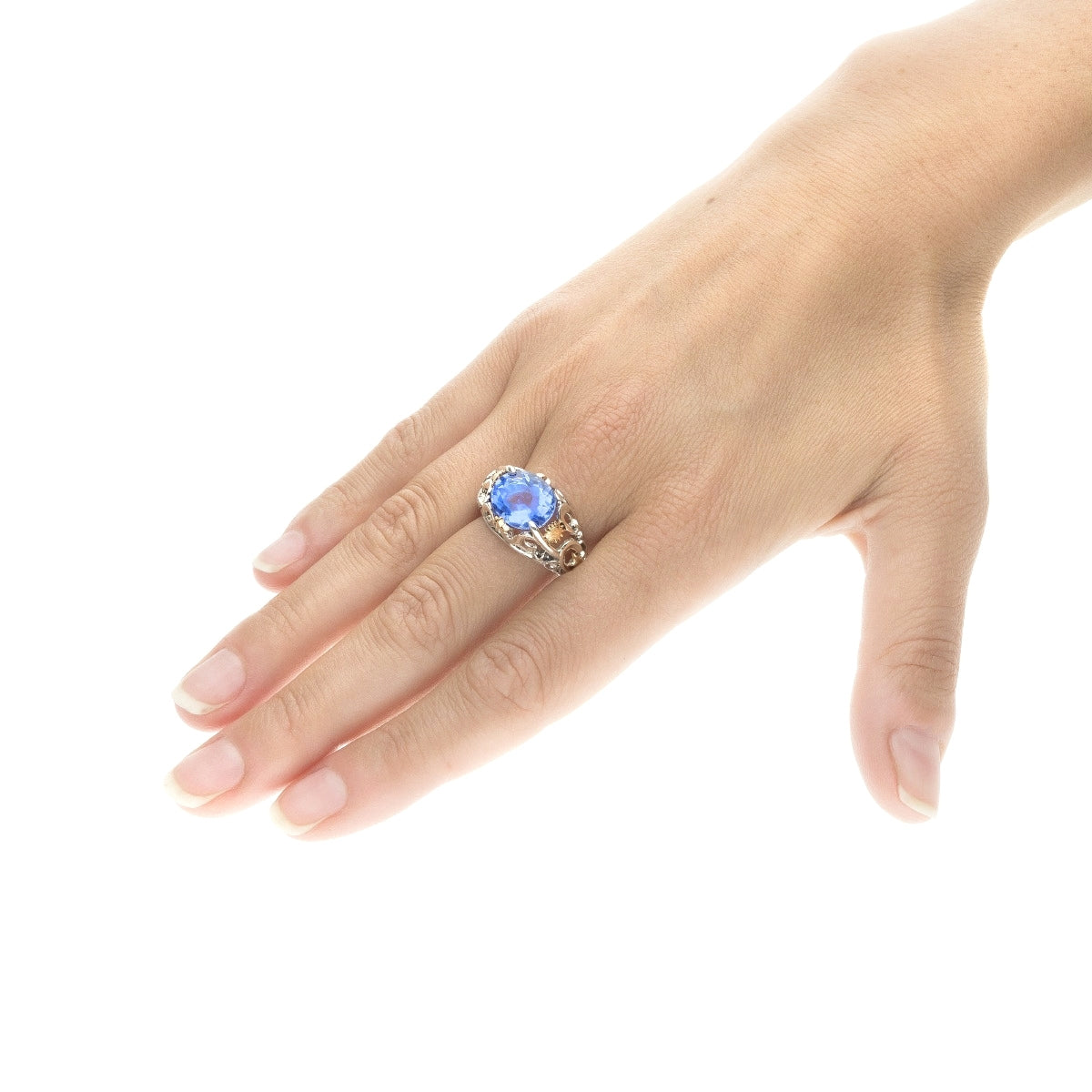 Stardust ring with blue stone dome - AN915