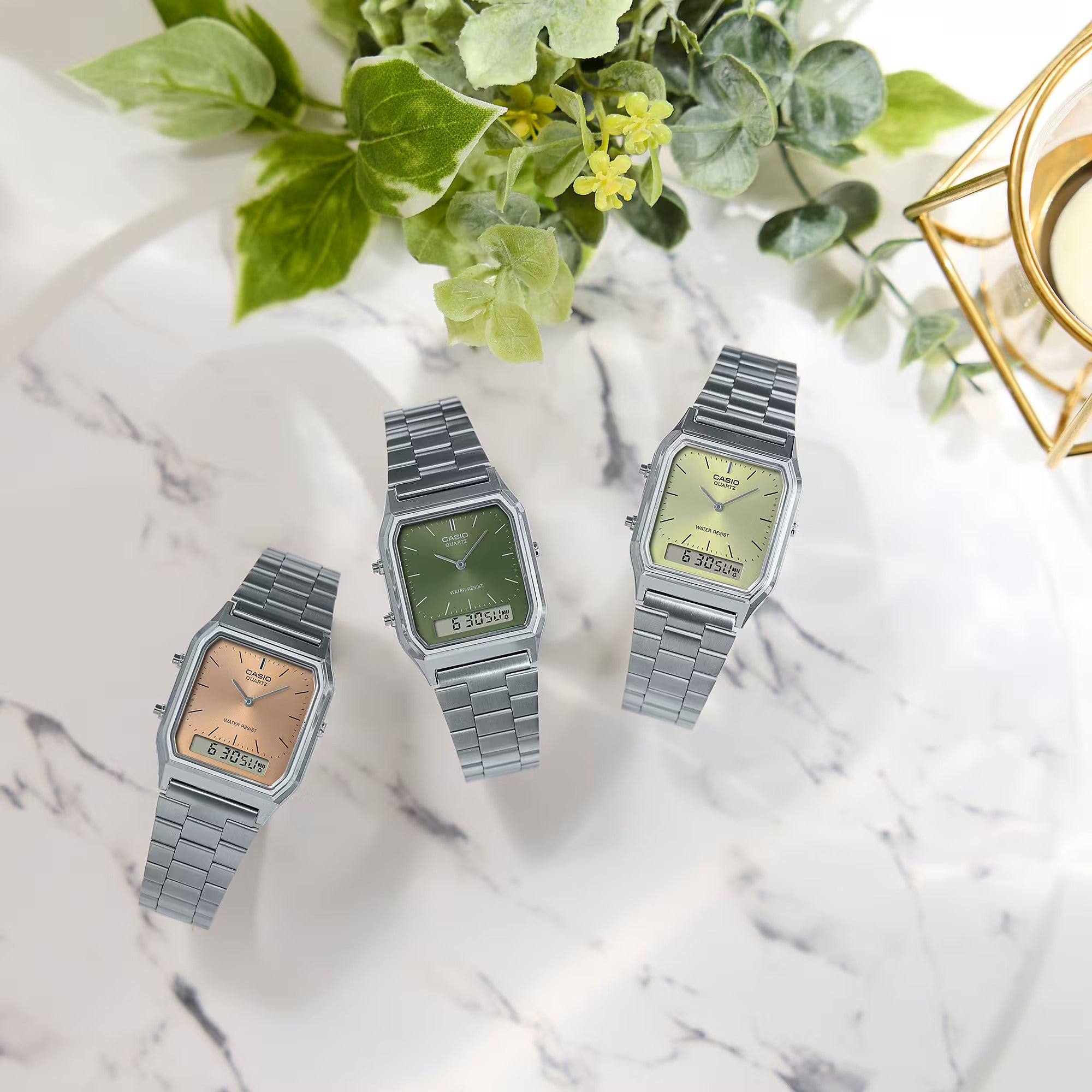 Casio Edgy Collection Uhr, limettengrünes Zifferblatt, 30 mm – AQ-230A-9AMQYES