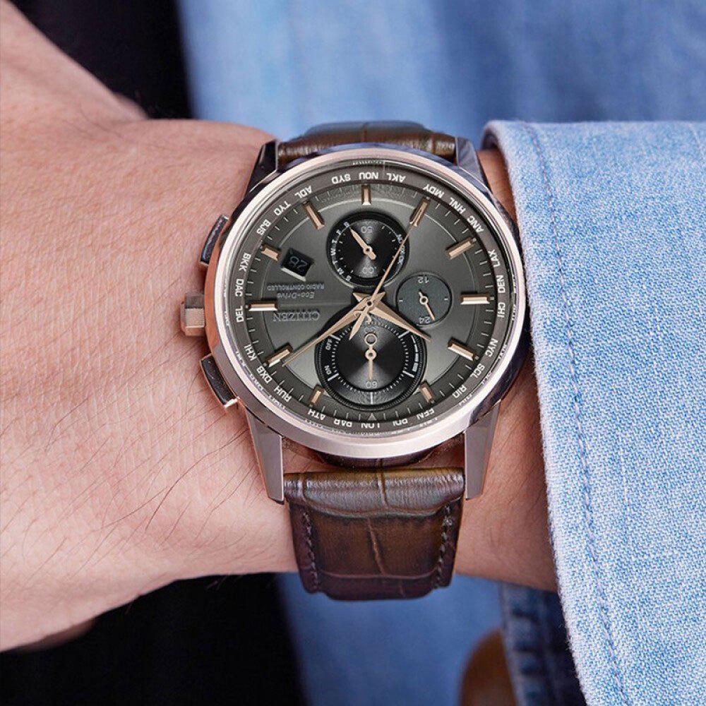 Orologio Citizen Cronografo radiocontrollato, qyuadrante antracite, 43mm - AT8113-12H