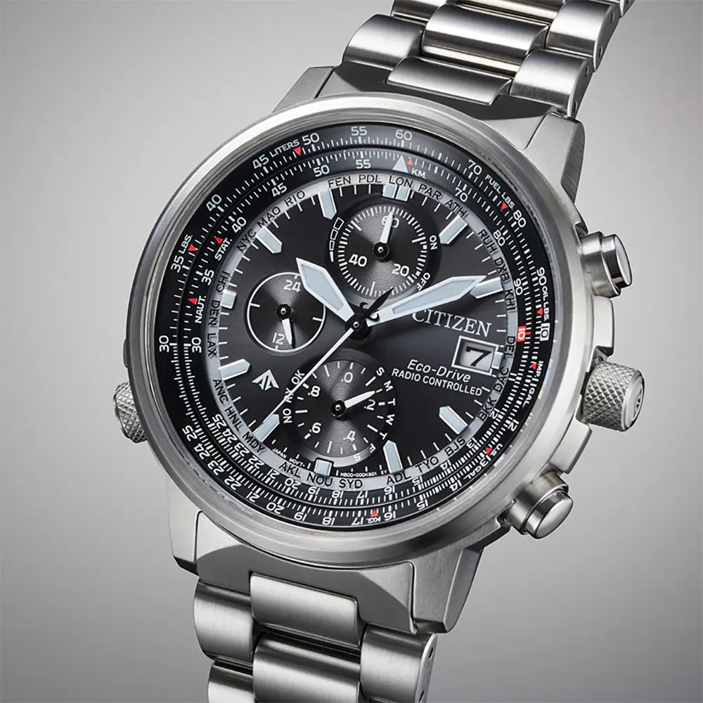 Orologio Citizen Radiocontrollato Crono Pilot Acciaio 41mm - AT8300-58E