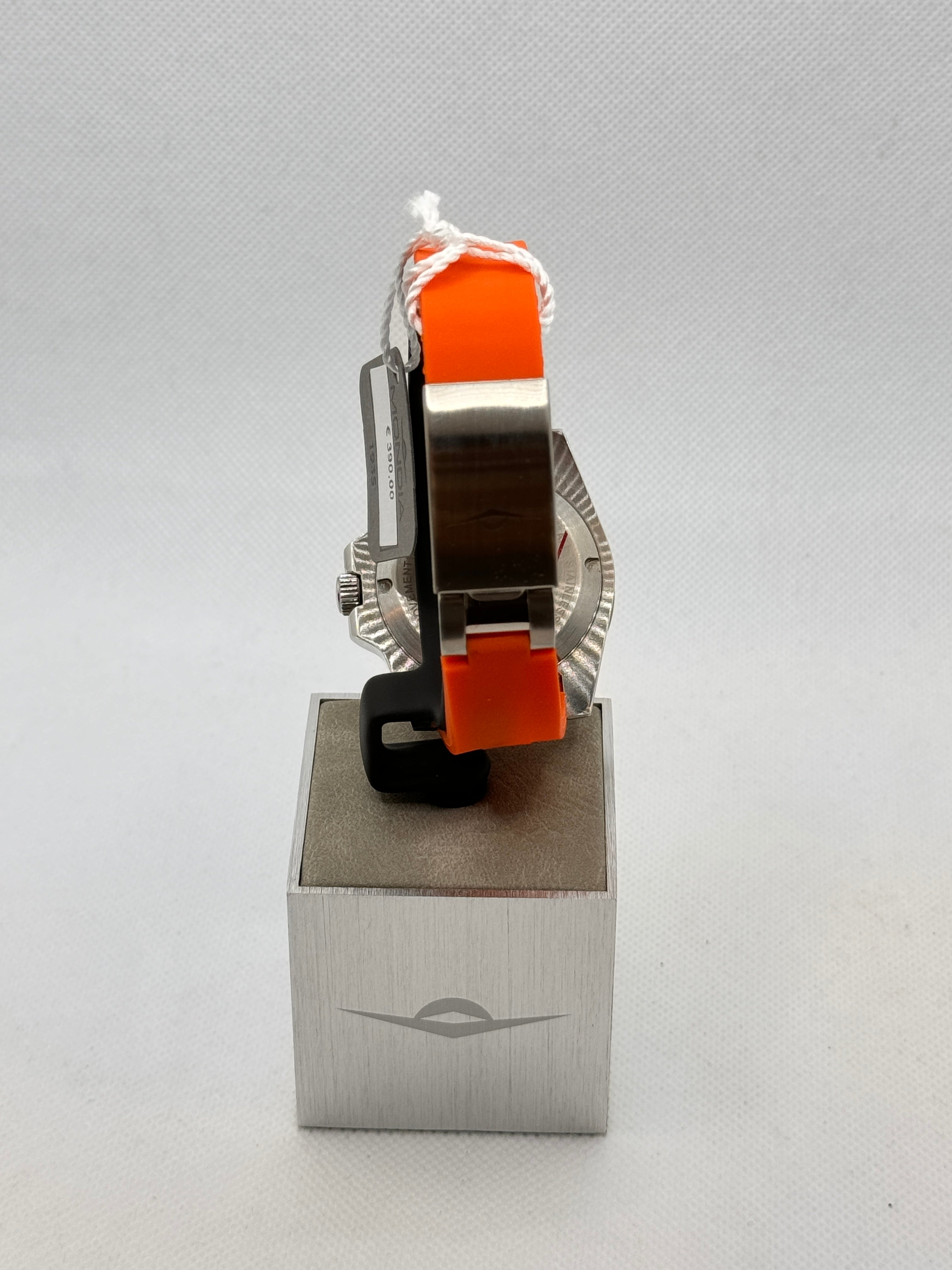 Herren-Automatikuhr mit orangefarbenem Kautschukarmband, 40 mm – MI-825-SSBK-BK-GB