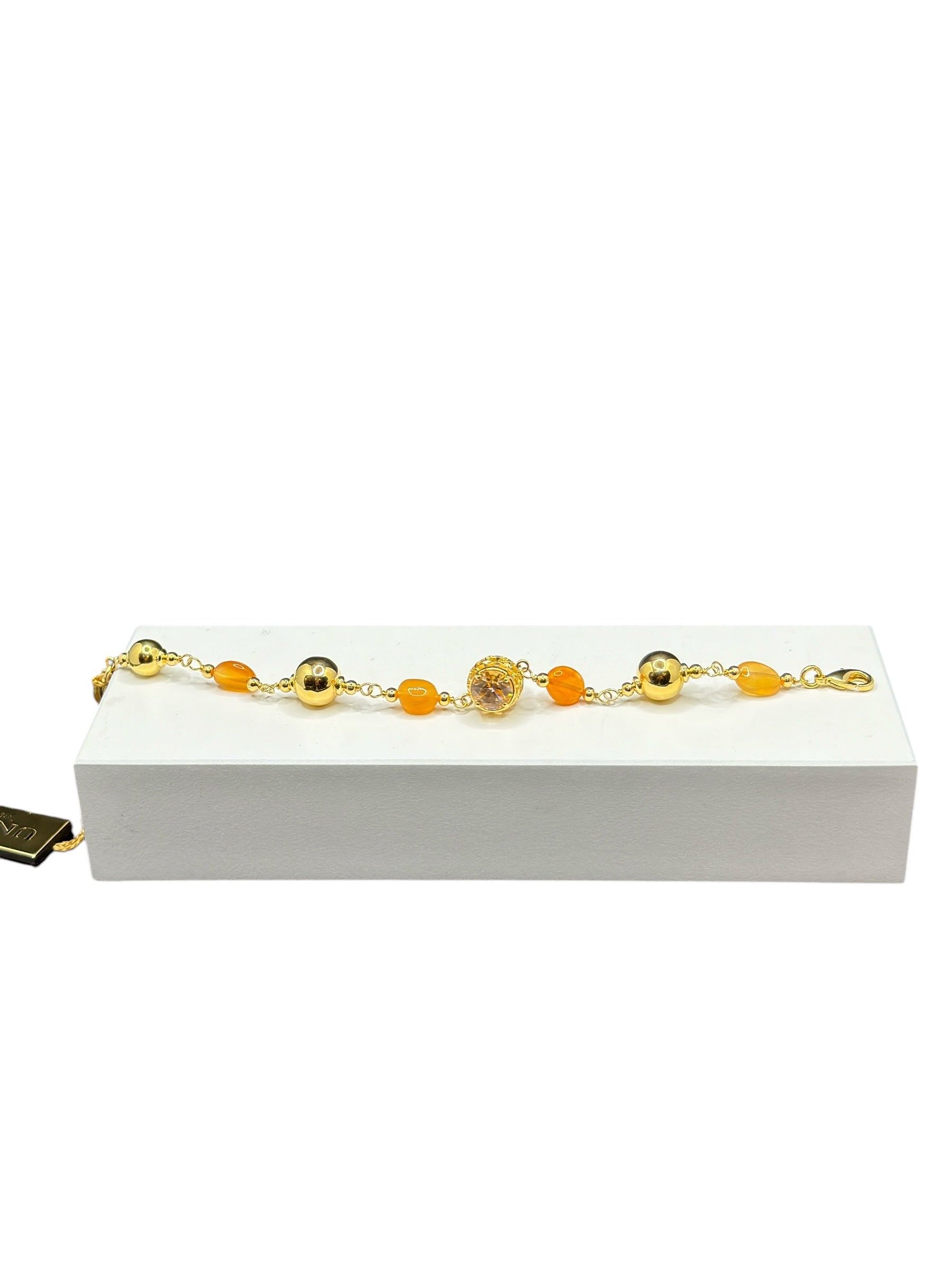 Armband aus vergoldeter Bronze mit Bernsteinen - DIAMONDS BR 010