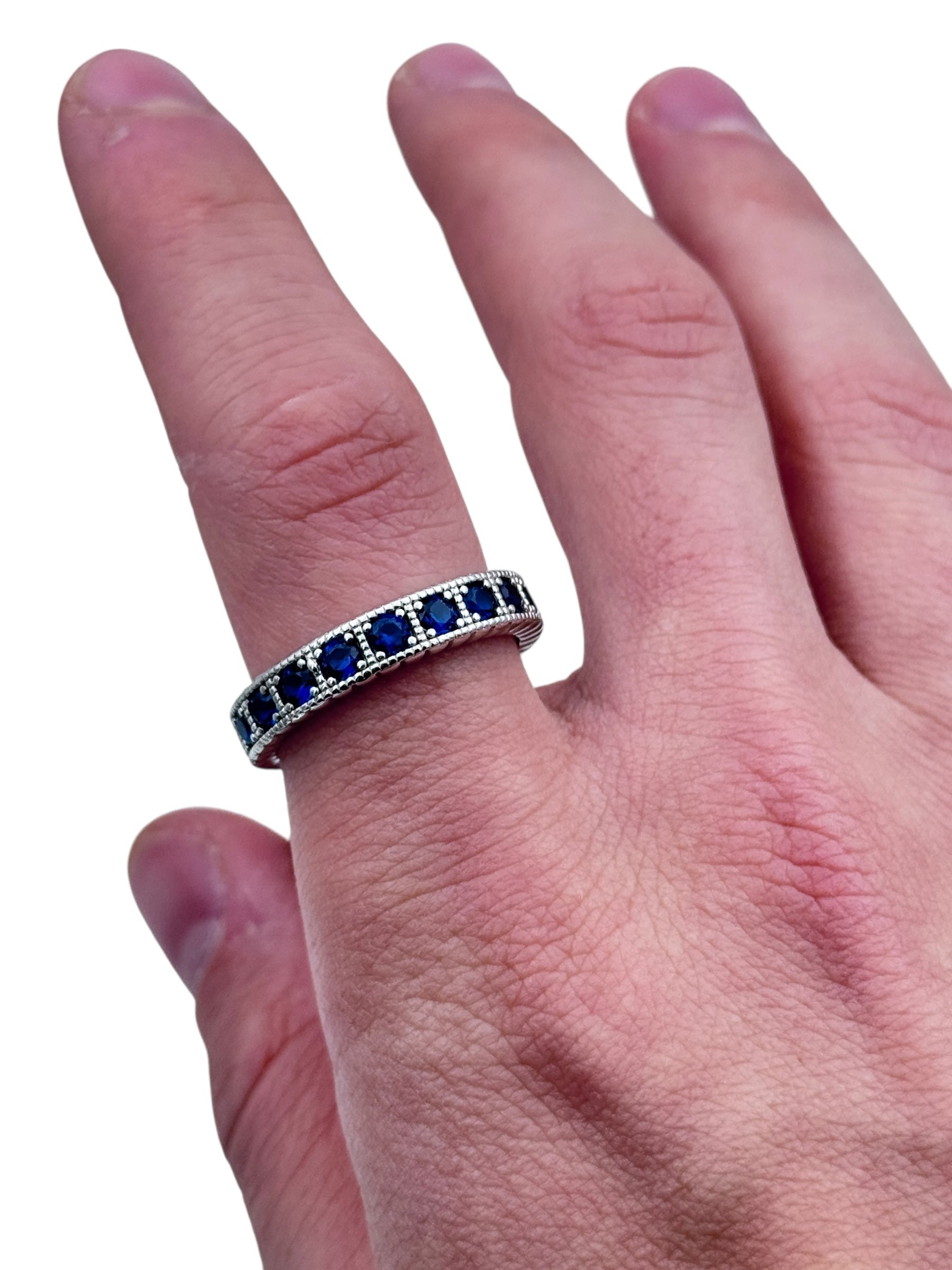 Anello Spadarella in argento, uomo, FEDE CON ZIRCONI BLU - AN729-BLU