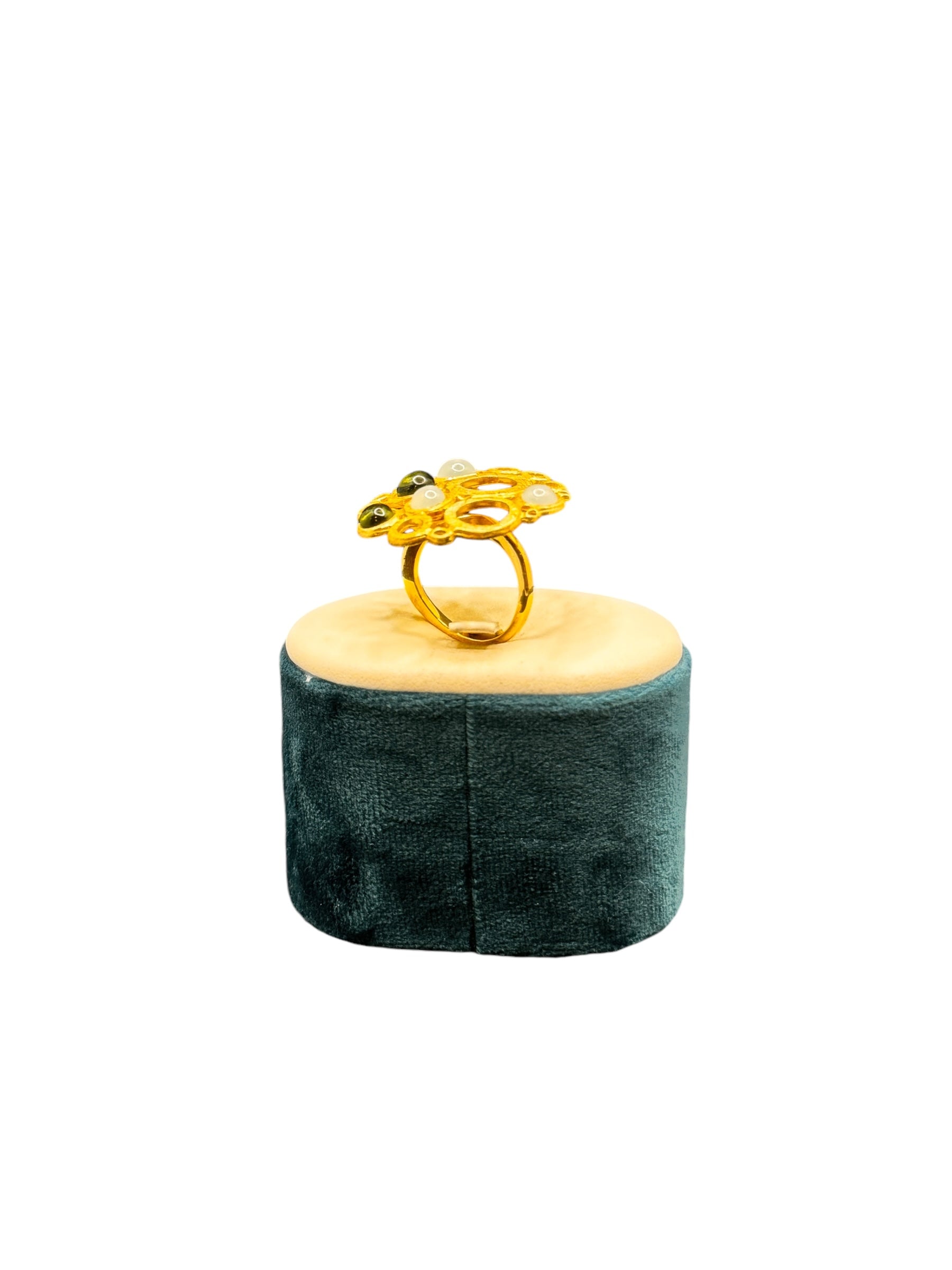 Labriola-Ring aus vergoldetem Silber und grünem Peridotquarz – AG1123BS