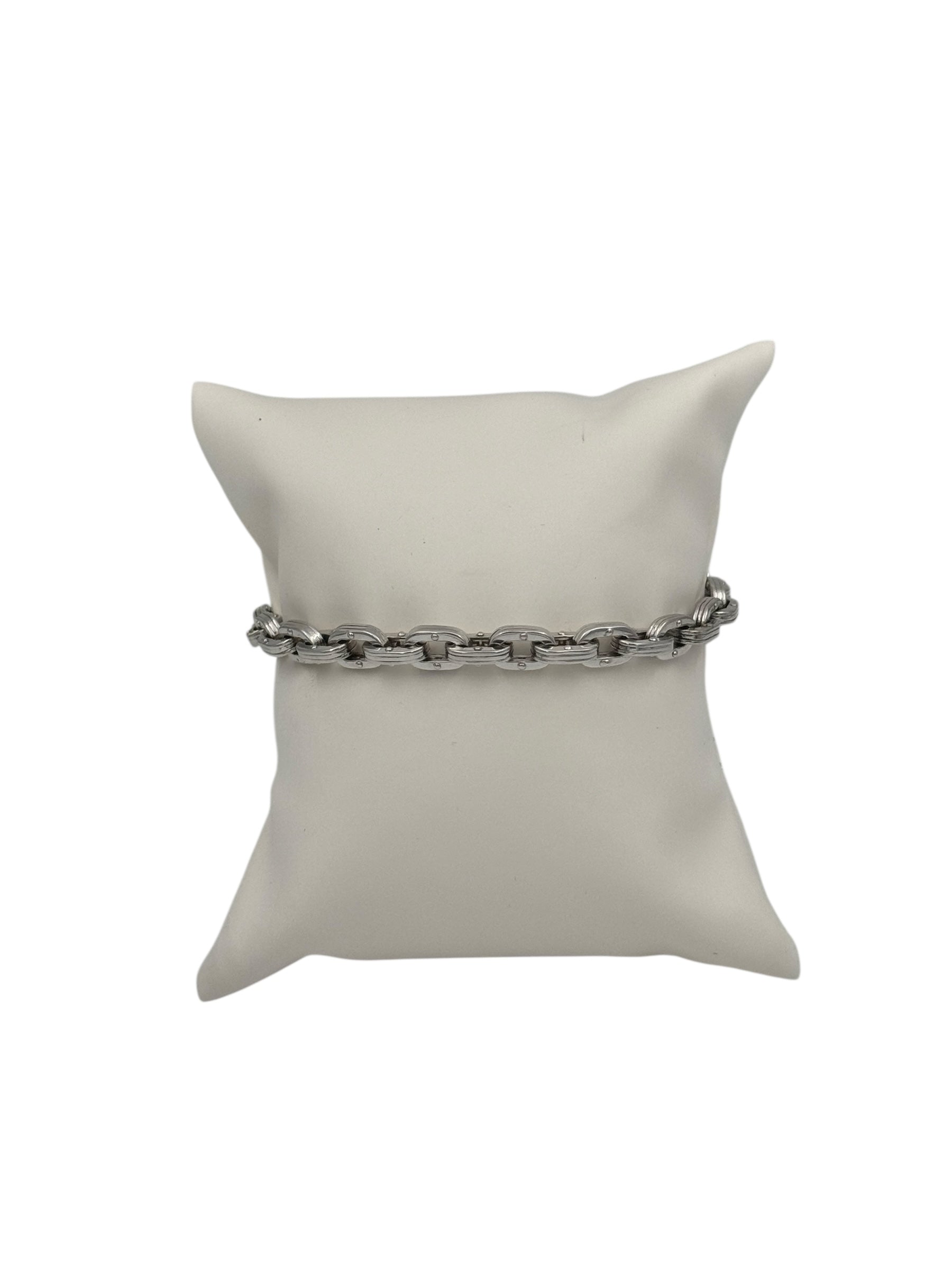 Bracciale Barakà in argento 925, maglie larghe a catena e diamante nero sulla chiusura - BR233052