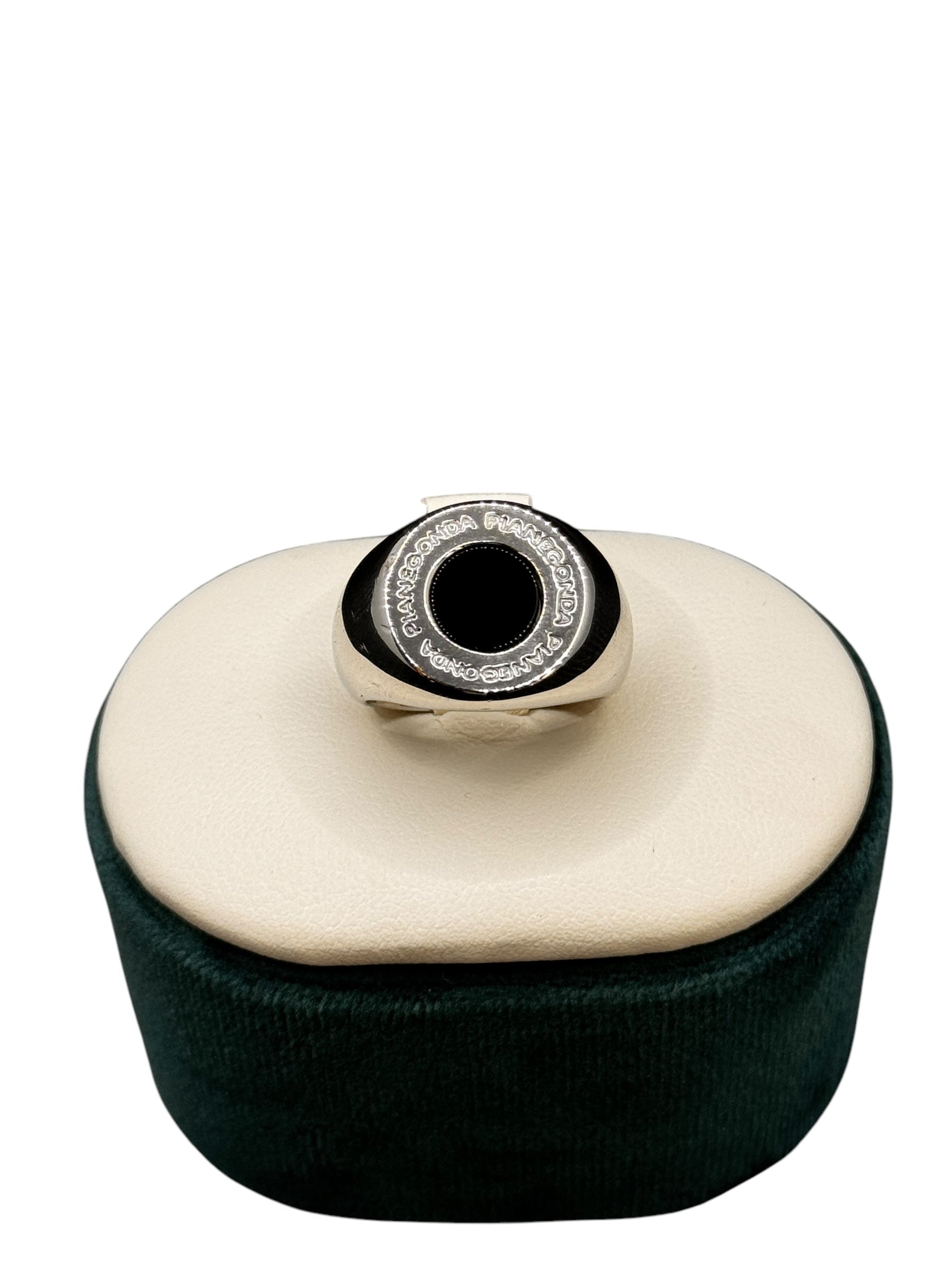 Pianegonda Unisex-Silberring mit schwarzem Onyx – AA010563