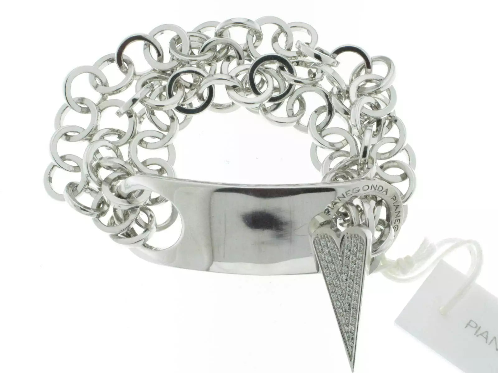 Pianegonda Silberarmband, in Silber mit Kettenglied und Herz mit Diamanten, 0,23 ct - BA010667