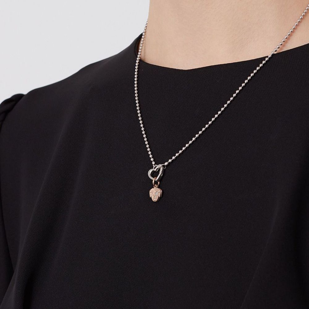 Le Bebè Charm in Roségold und Silber mit Lock Your Love-Welpen – LBB166