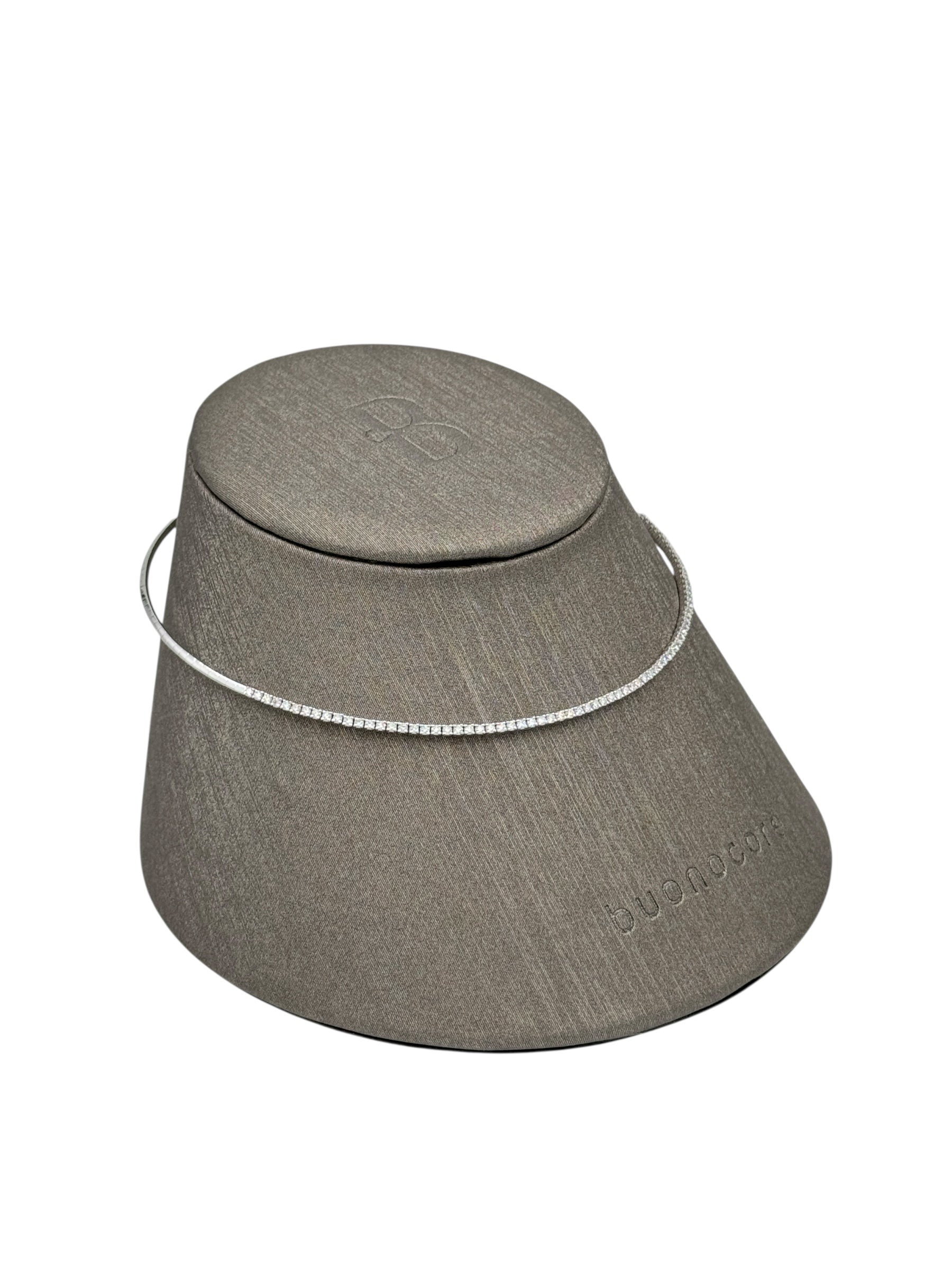 Collana Buonocore rigida semitennis, in oro bianco 18kt e diamanti - 88C01DW
