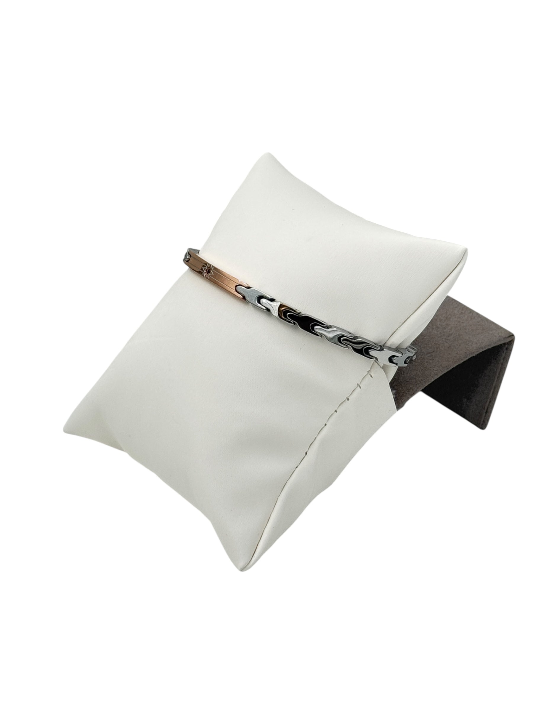 Bracciale da uomo Zancan acciaio piastrina rosé e cristallo - UHB126