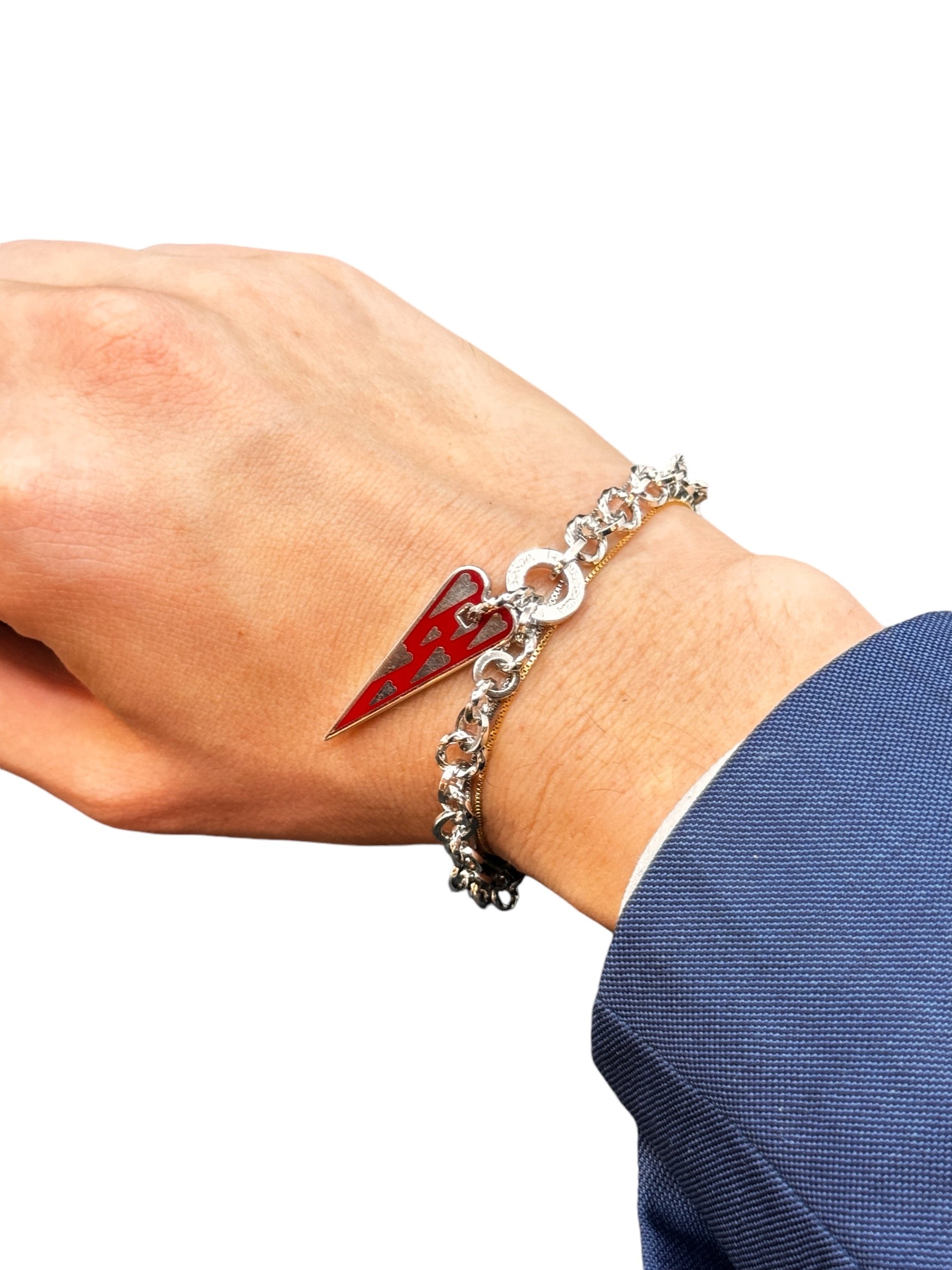 Pianegonda Silberarmband mit silbernem Herzanhänger und roter Emaille - BA010845
