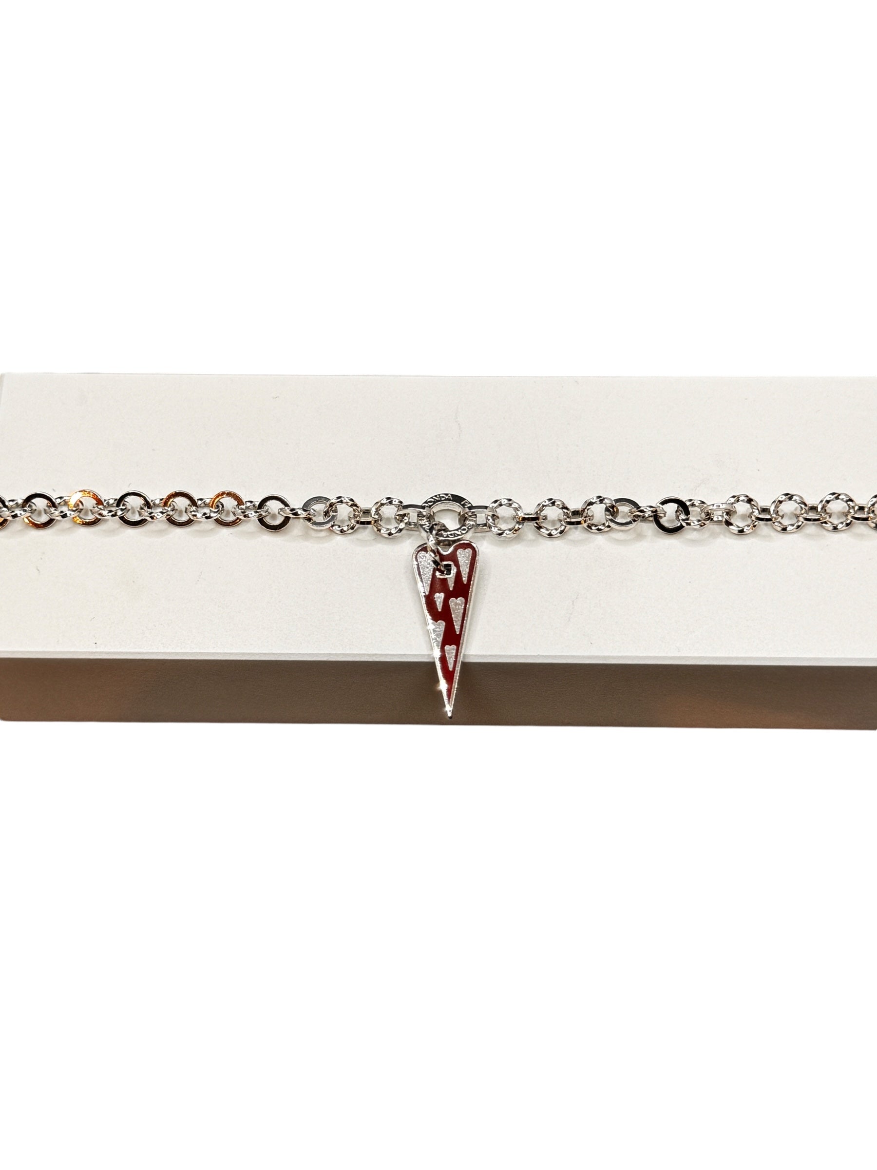 Pianegonda Silberarmband mit silbernem Herzanhänger und roter Emaille - BA010845