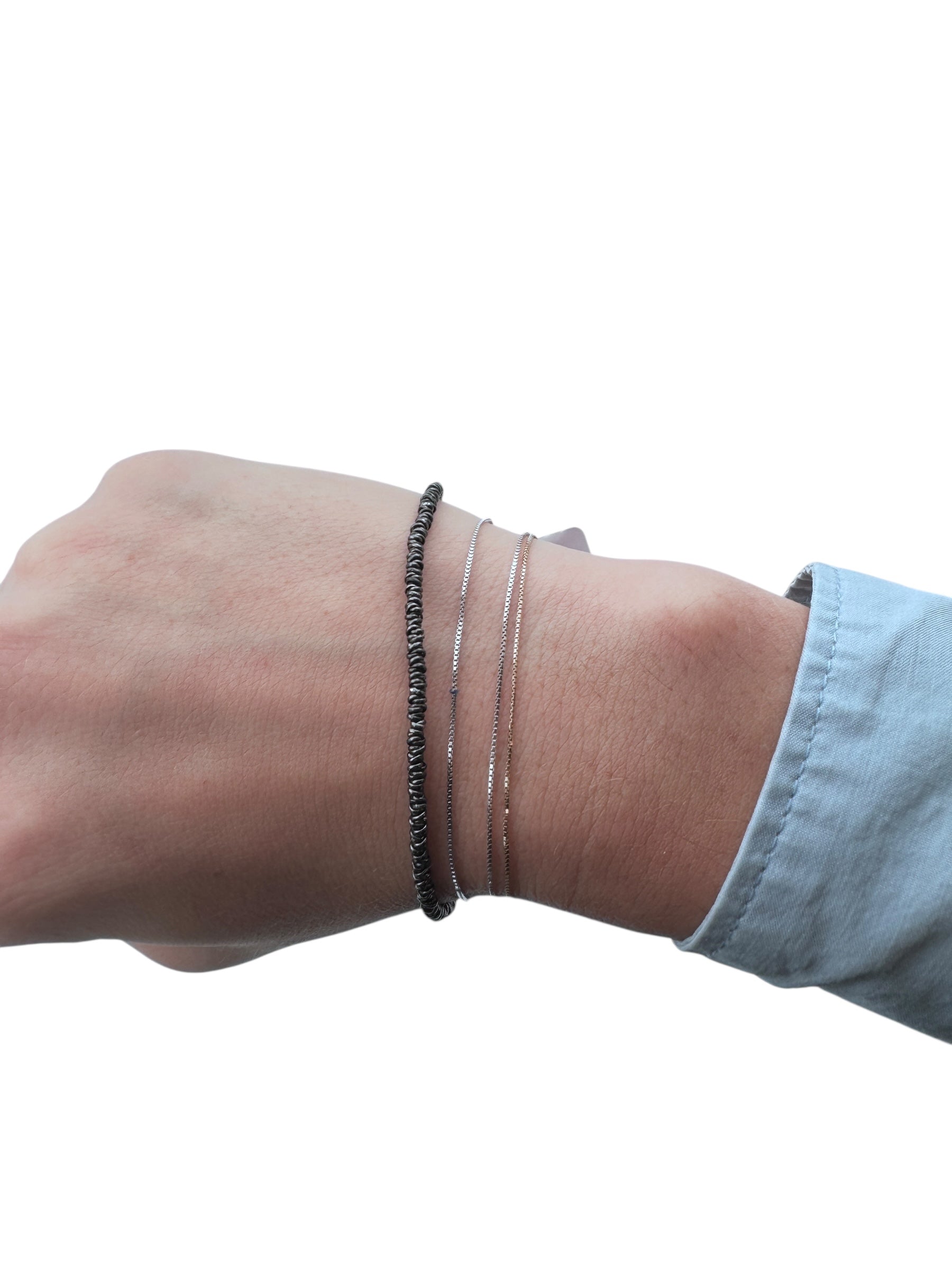 Bracciale Spadarella in argento brunito con anellini, uomo - SPBR263-black