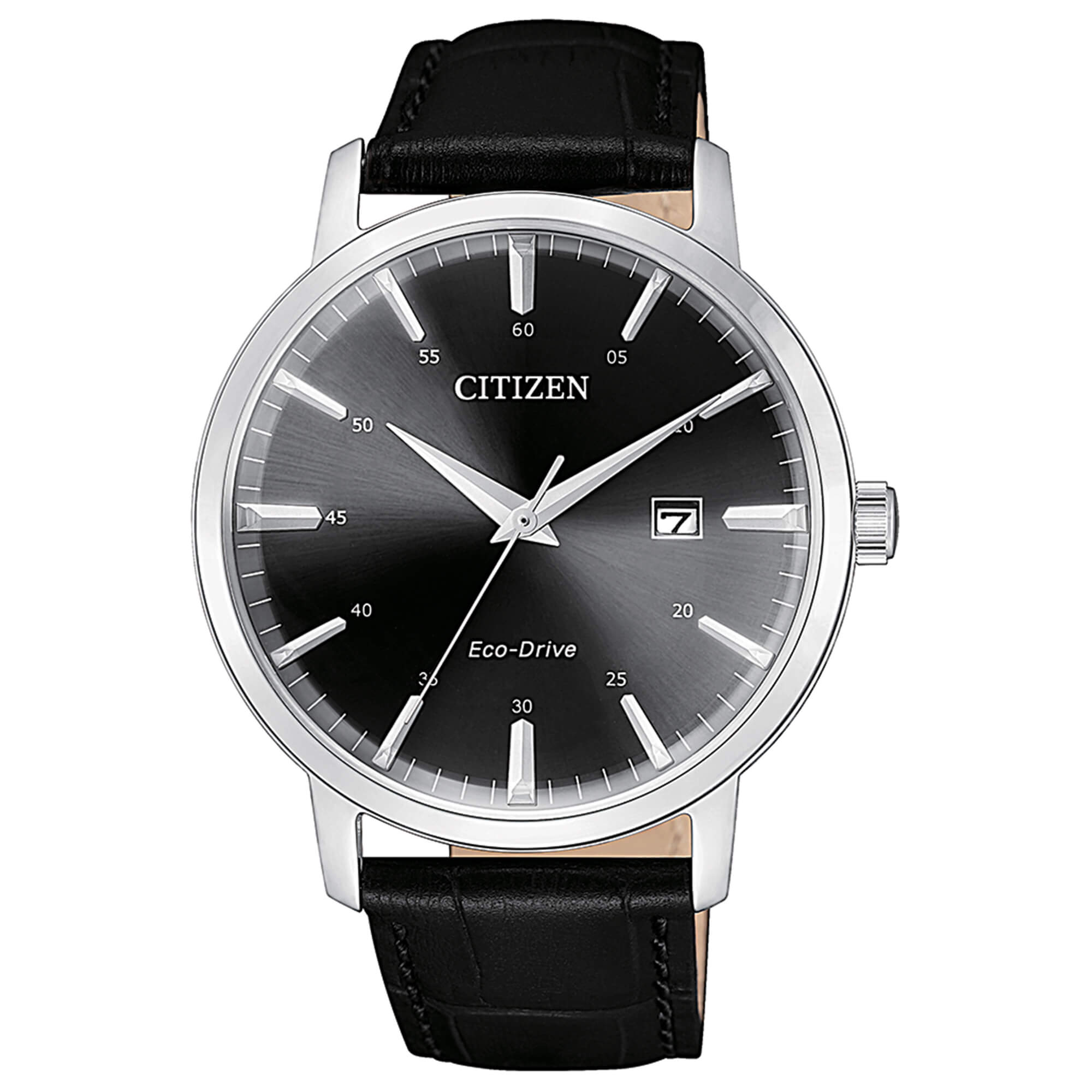 Citizen Classic, Happy Hours Collection, Lederarmband und schwarzes Zifferblatt, 40 mm – BM7460-11E