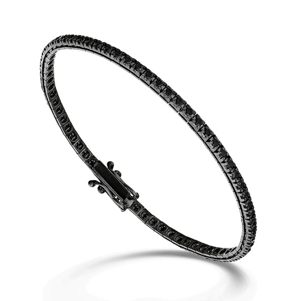 Golay – 18 Karat Weißgold-Tennisarmband mit Pyramiden-Diamanten und schwarzen Diamanten, 1,39 Karat schwarze Diamanten – BTQ069BK100-195