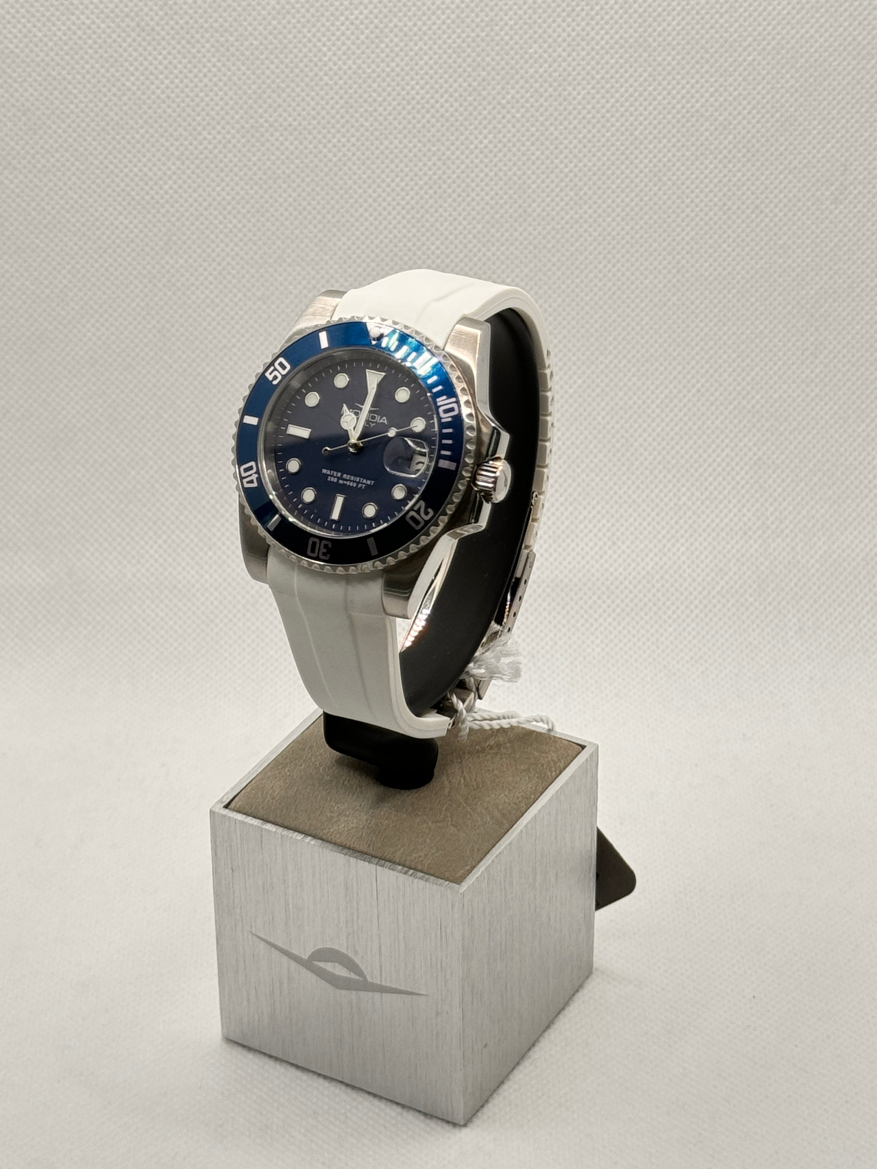 Herren-Automatikuhr mit weißem Kautschukarmband, 40 mm – MI-825-SSBL-BL-GB