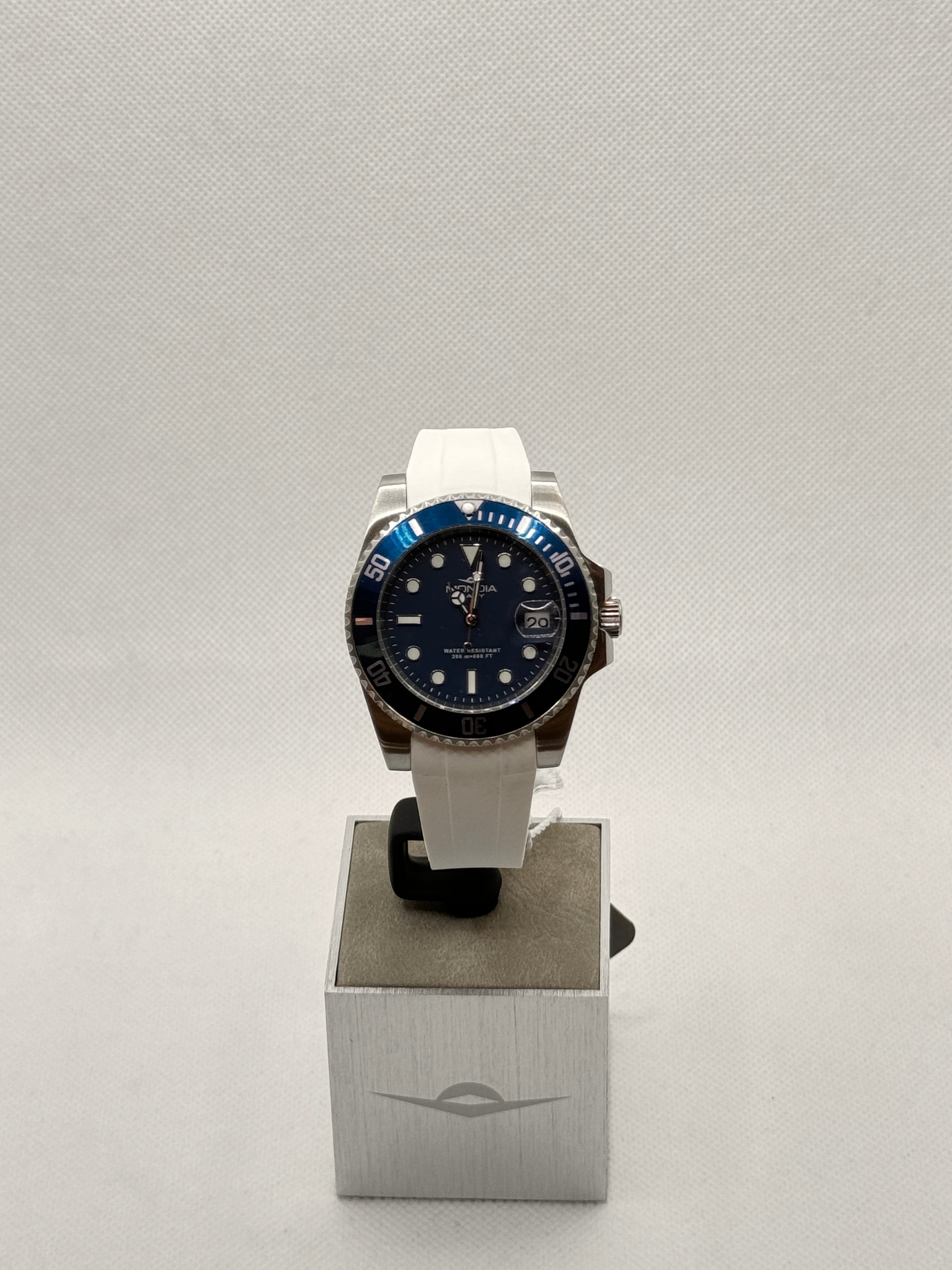 Herren-Automatikuhr mit weißem Kautschukarmband, 40 mm – MI-825-SSBL-BL-GB