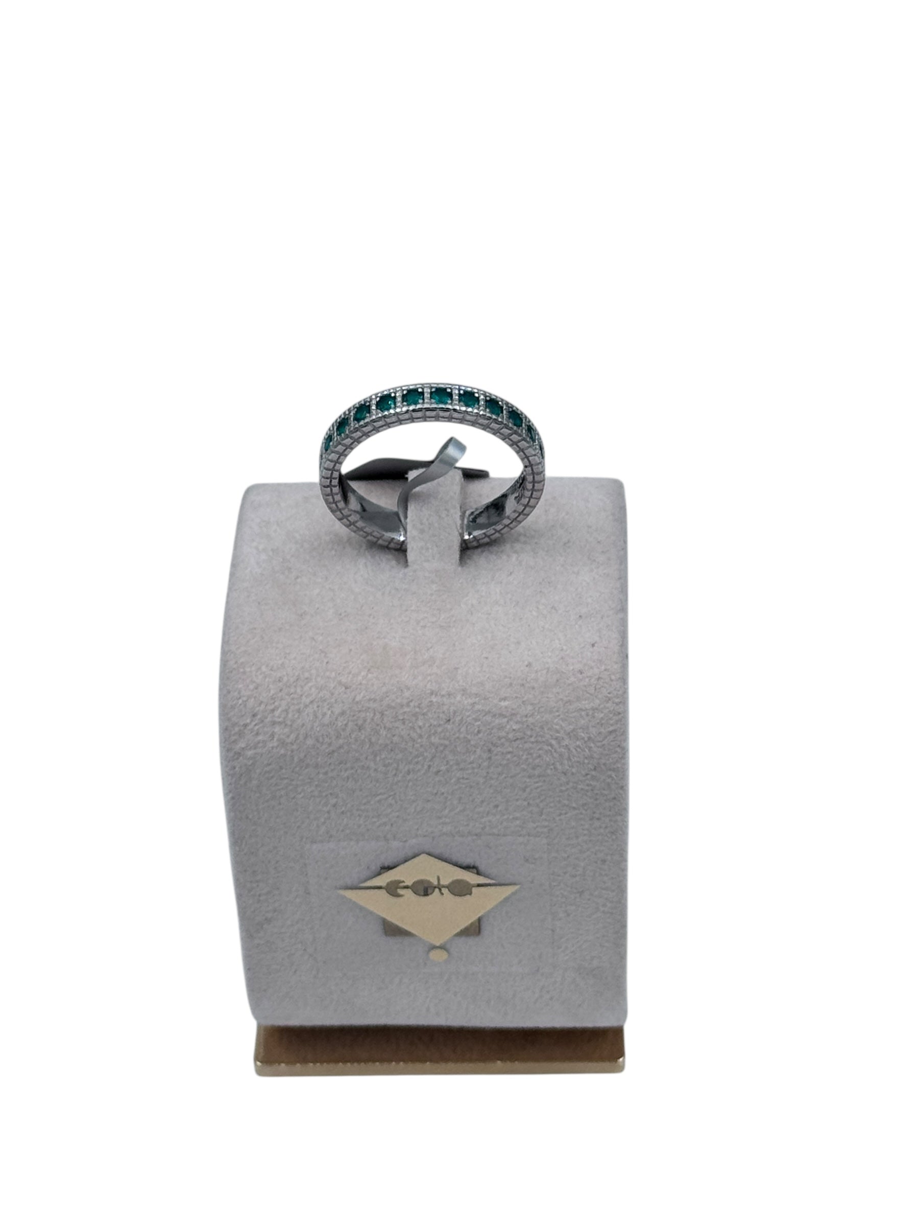Anello Spadarella in argento, unisex, fede con zirconi verdi - AN760-verde