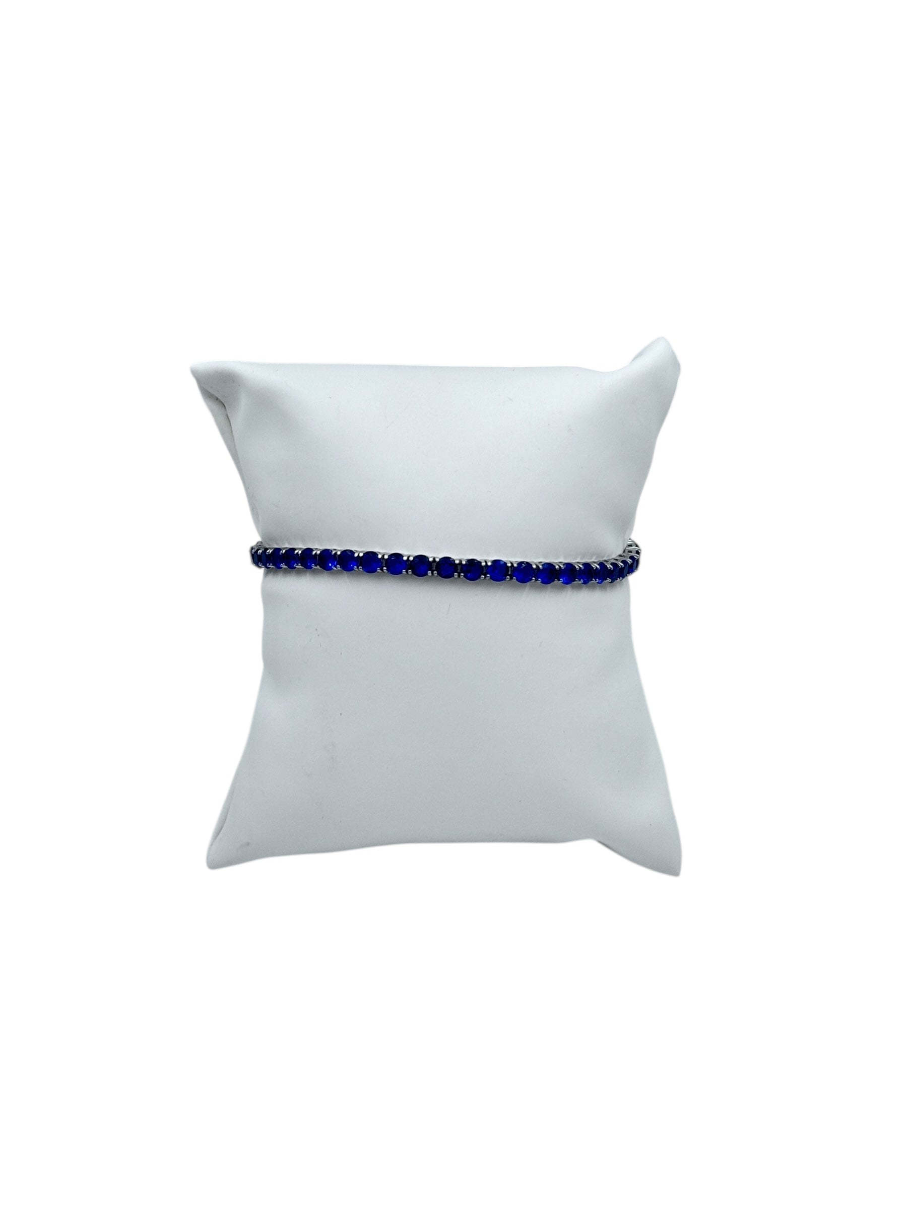 Bracciale tennis Spadarella in argento con zirconi blu, 4mm, da uomo - TEN4-blu