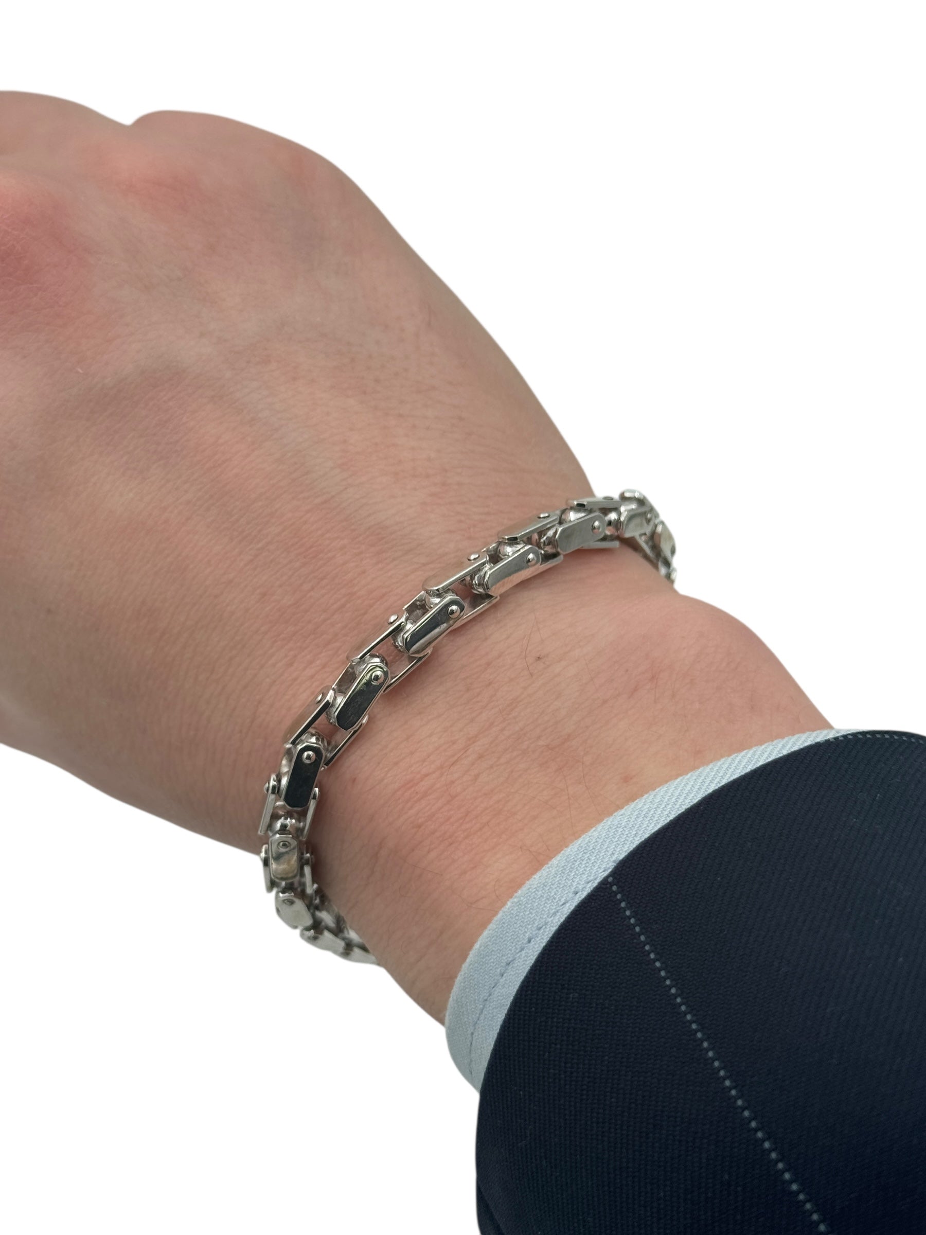 Bracciale Barakà in argento 925, maglia a catena, con diamante nero sulla chiusura - BR233022