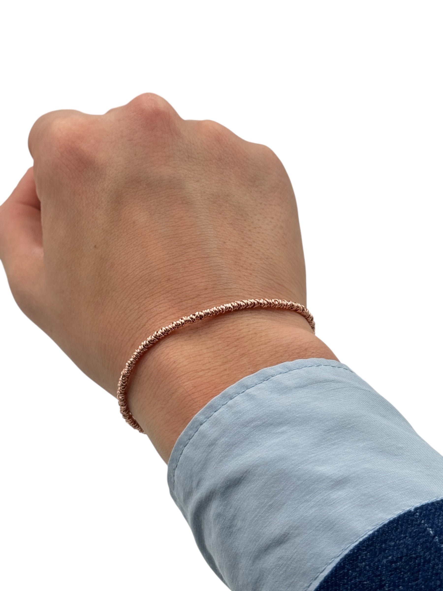 Bracciale Spadarella in argento rosato con anellini, unisex - SPBR263-rosè