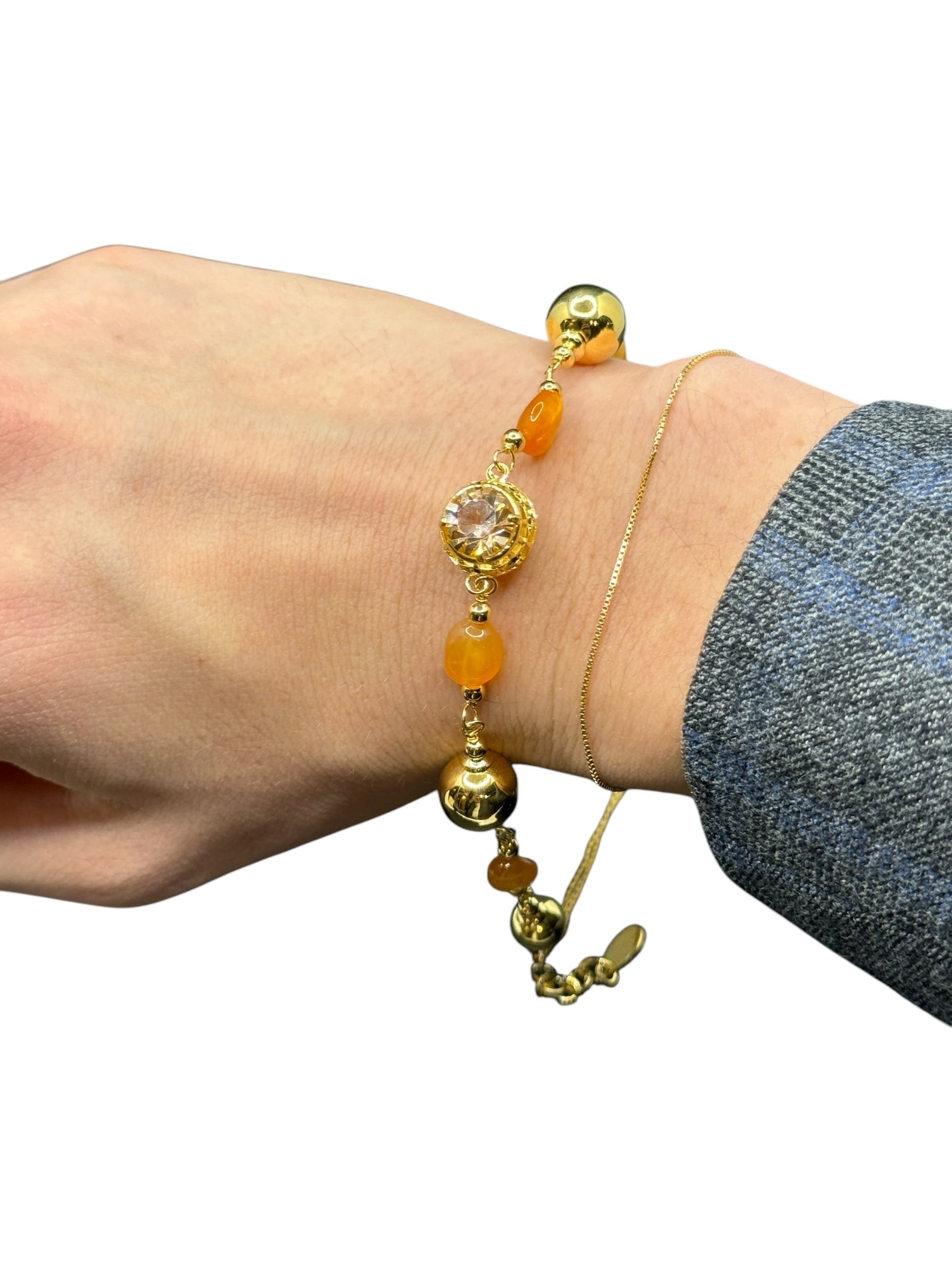Armband aus vergoldeter Bronze mit Bernsteinen - DIAMONDS BR 010