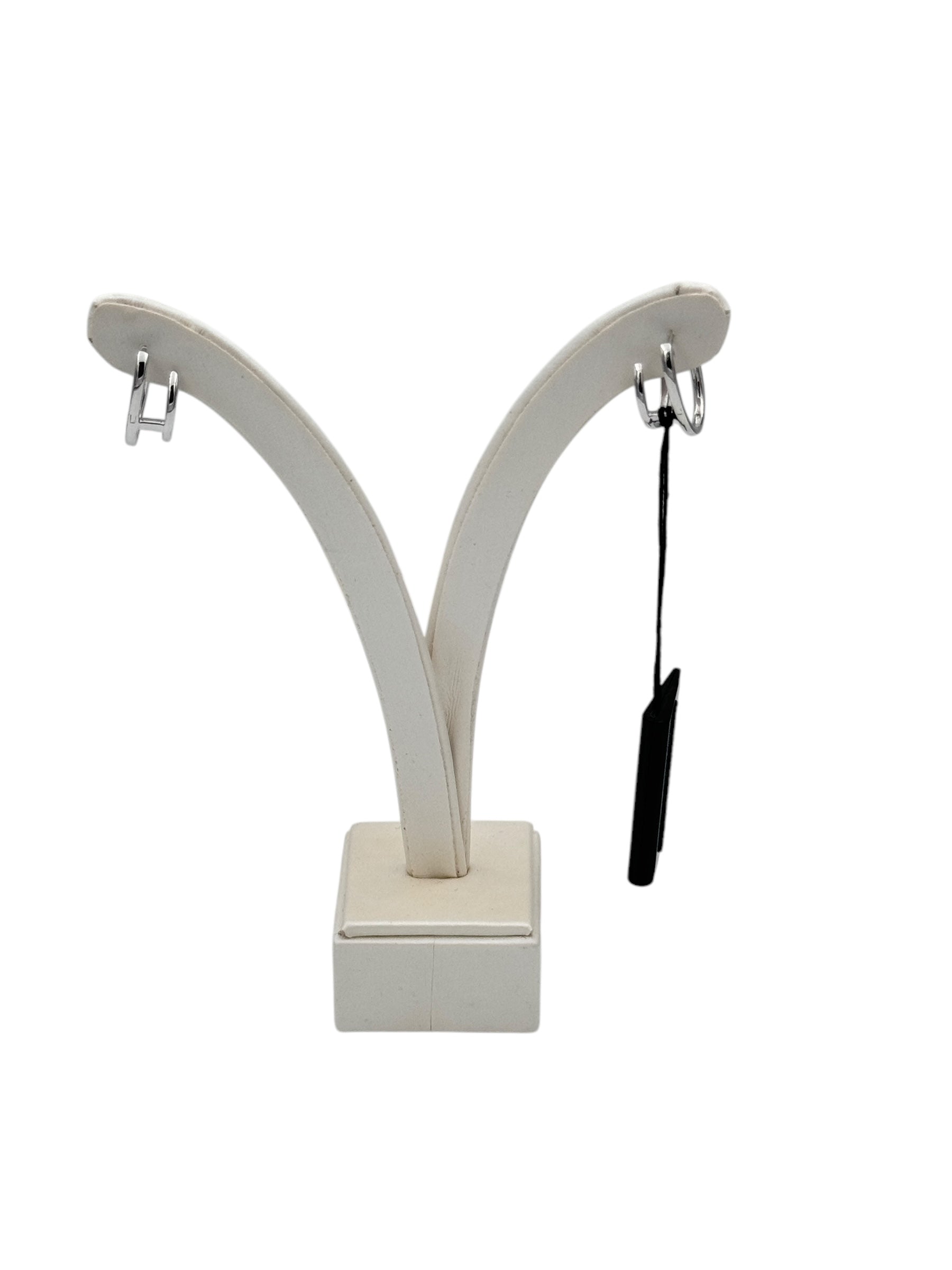 Orecchini Giorgio Visconti a due giri a cerchio, in oro bianco e diamanti, 0.16ct - BBX40150