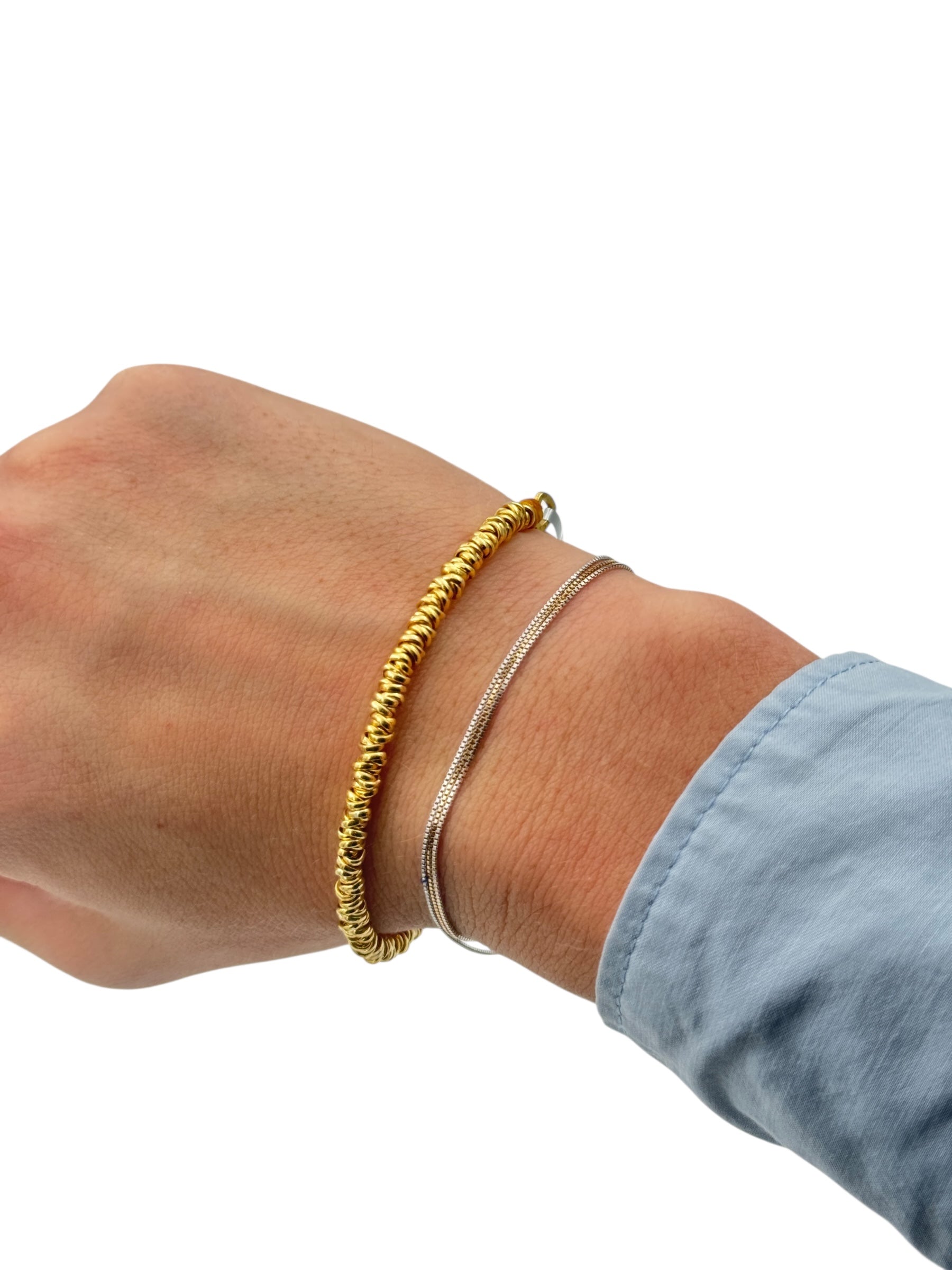 Bracciale Spadarella in argento dorato, unisex, con anellini - SPBR268-oro