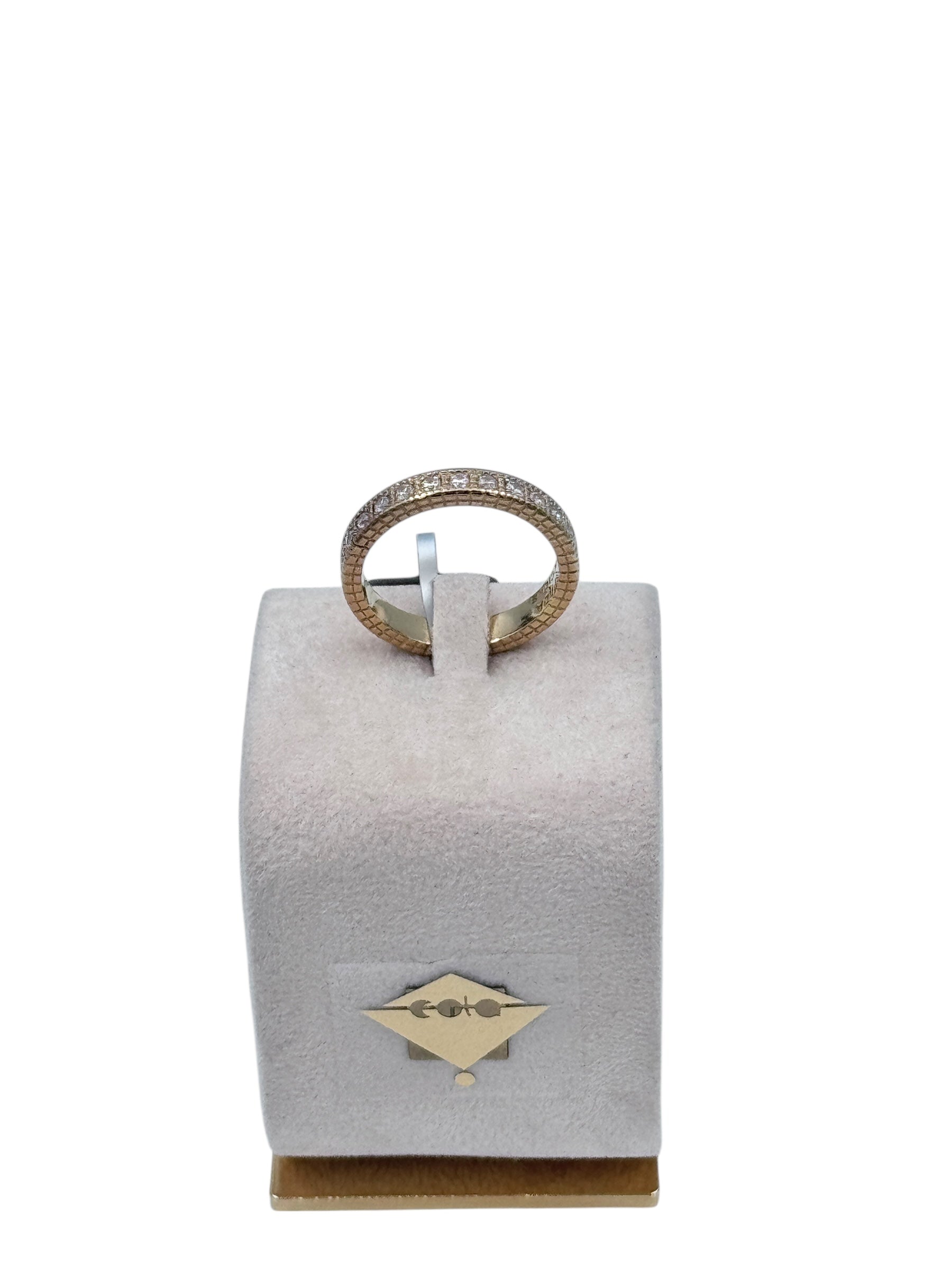 Anello Spadarella in argento dorato, unisex, fede con zirconi bianchi - AN760