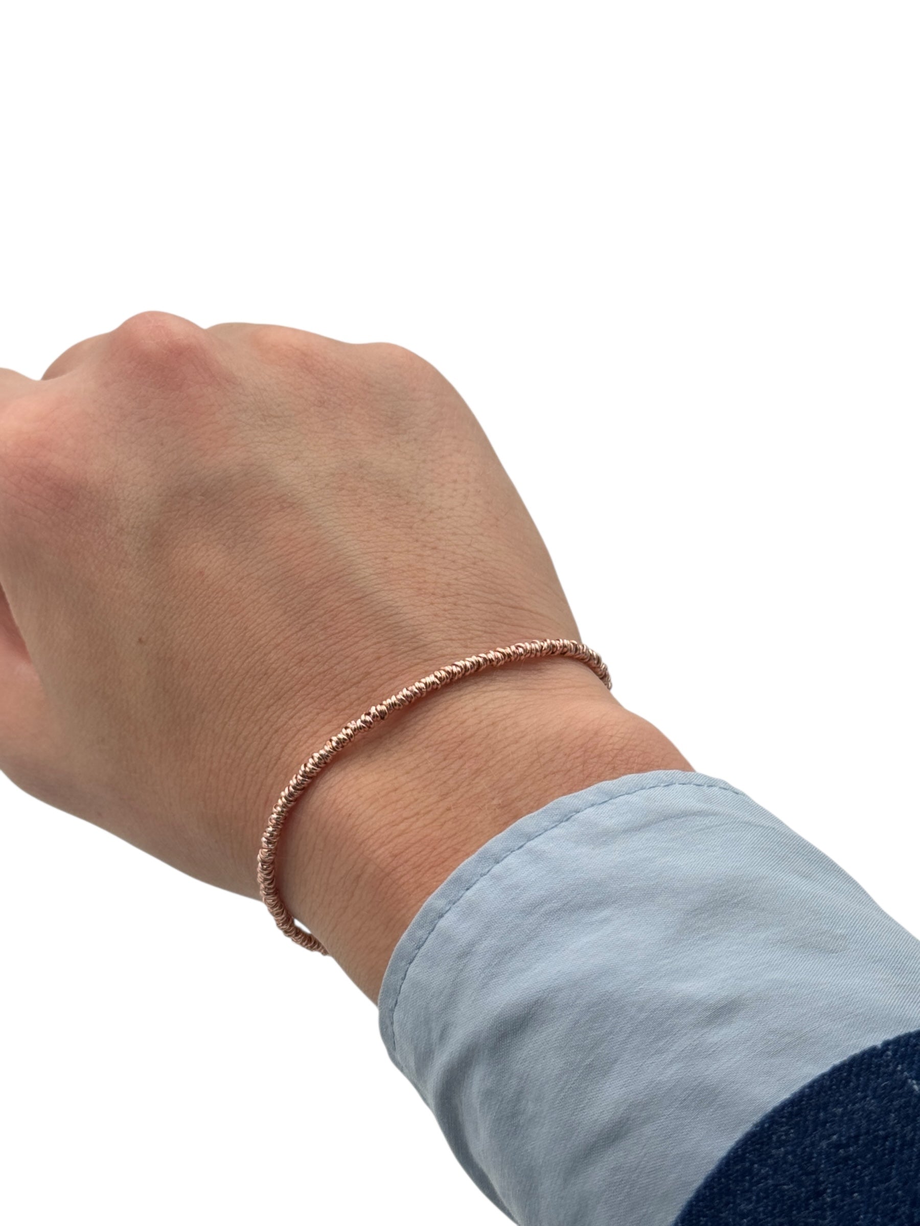 Bracciale Spadarella in argento rosato con anellini, unisex - SPBR263-rosè
