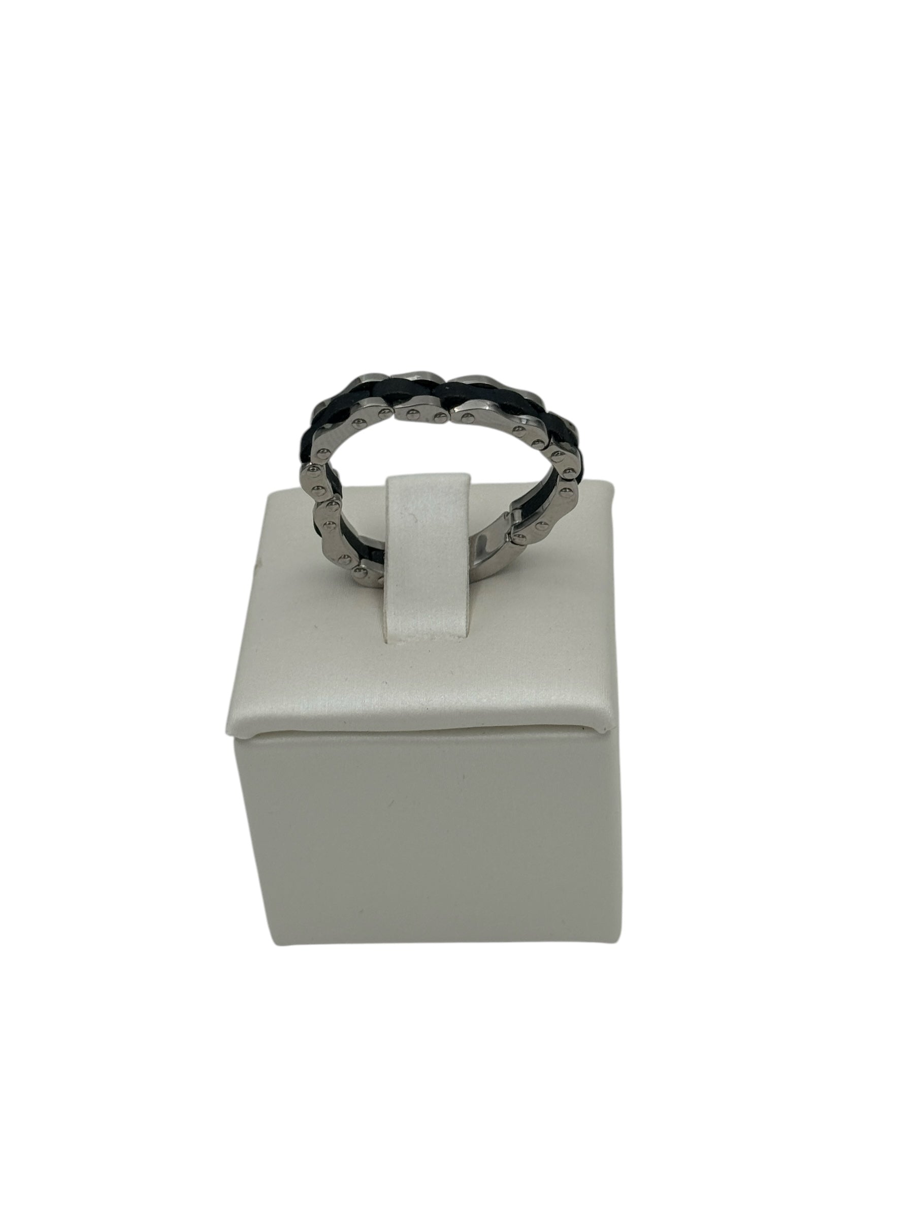 Anello Chimento da uomo in acciaio con resina nera - 82117801