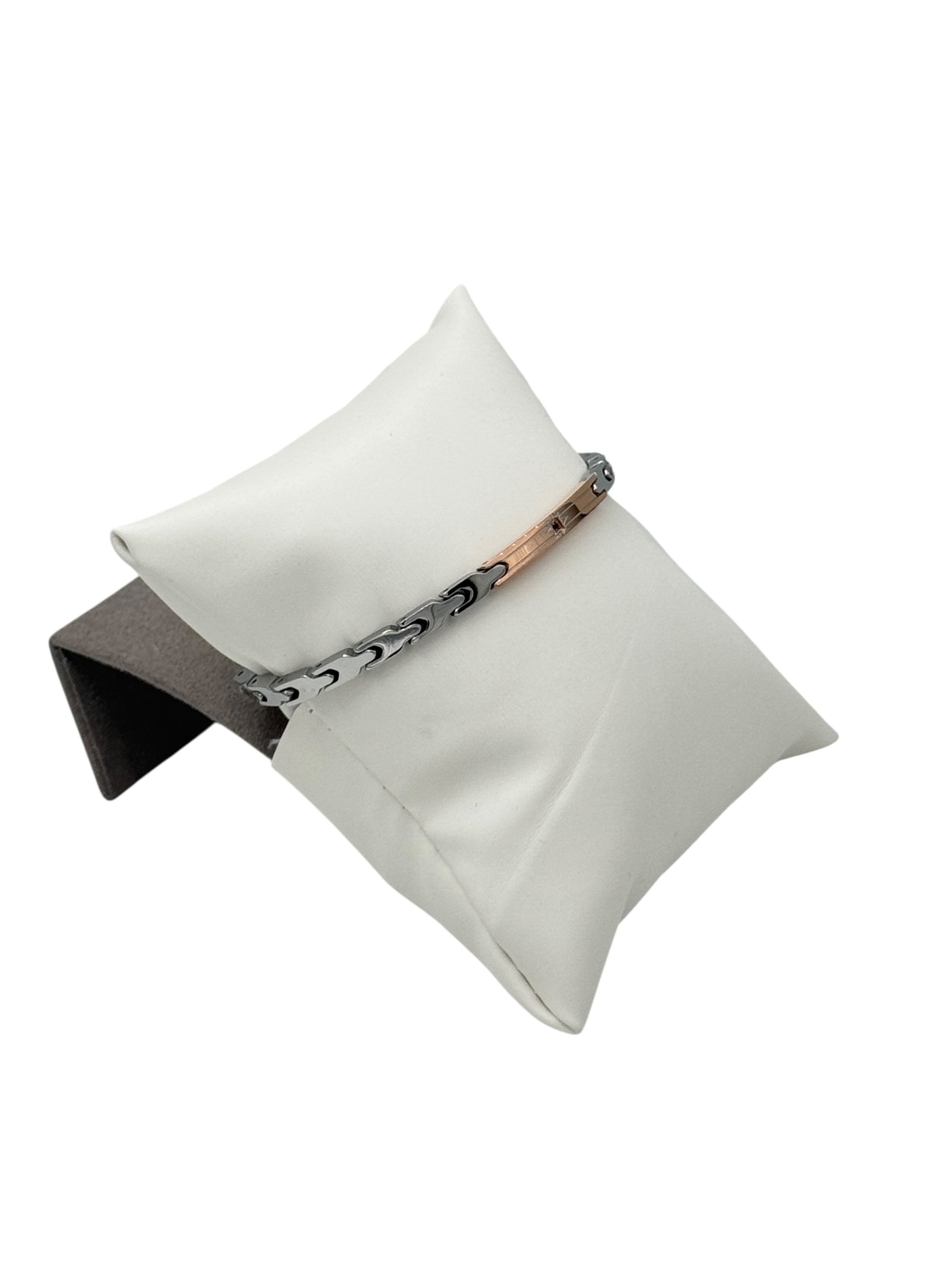 Bracciale da uomo Zancan acciaio piastrina rosé e cristallo - UHB126