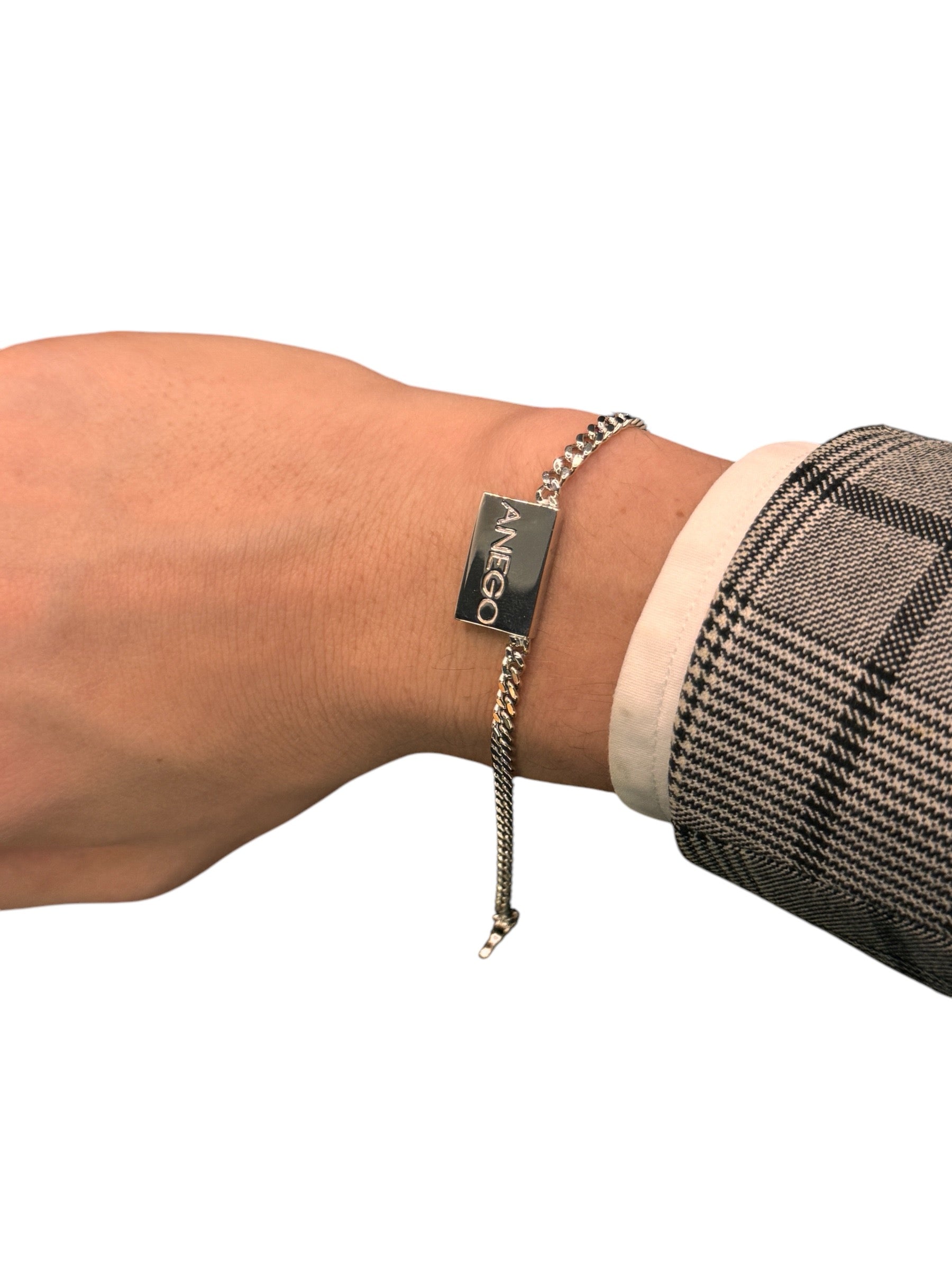 Pianegonda-Silberarmband mit zentraler Plakette und eingraviertem Herz, besetzt mit Diamanten – BA010636